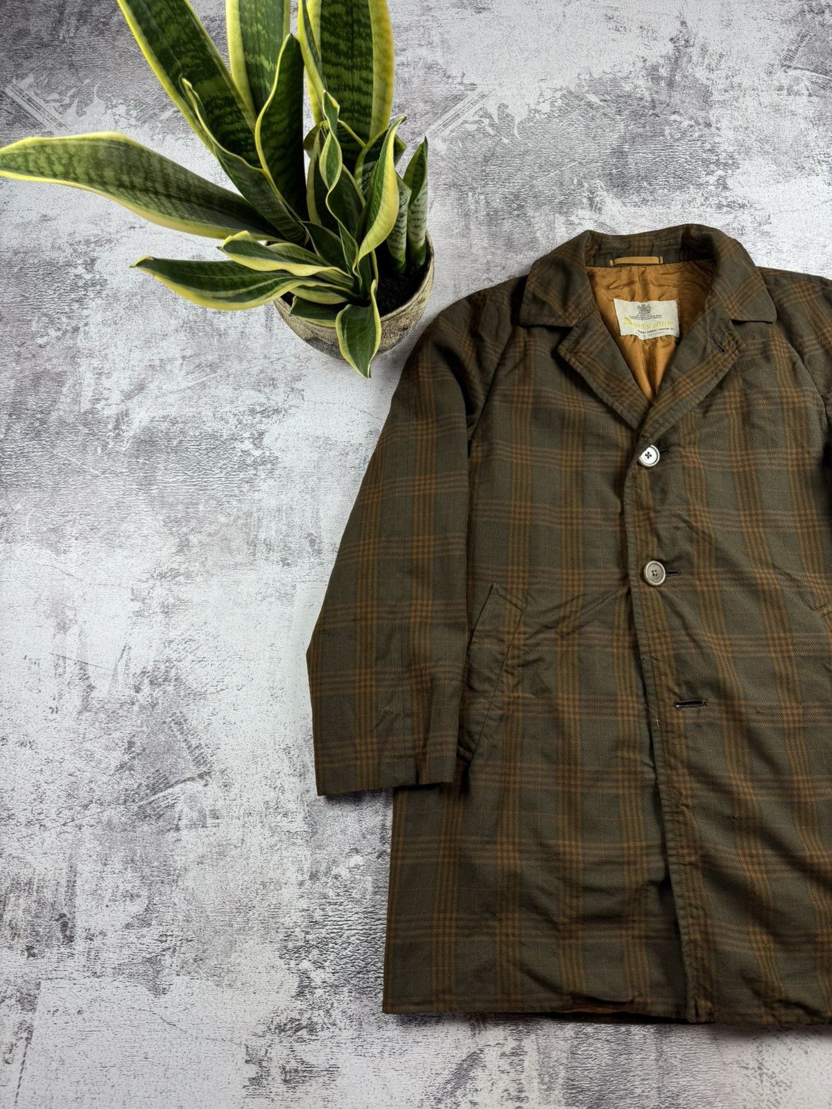 Aquascutum Aquascutum 90s Vintage Plaid Tweed Brown England Wool Button Trench Trench Coat Size L / US 10 / IT 46 - 2 Thumbnail