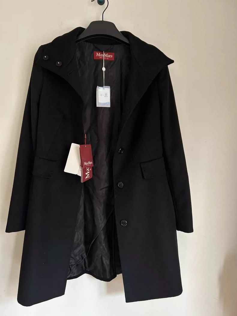 Max Mara Max Mara Studio black wool coat jacket Size S / US 4 / IT 40 - 5 Thumbnail