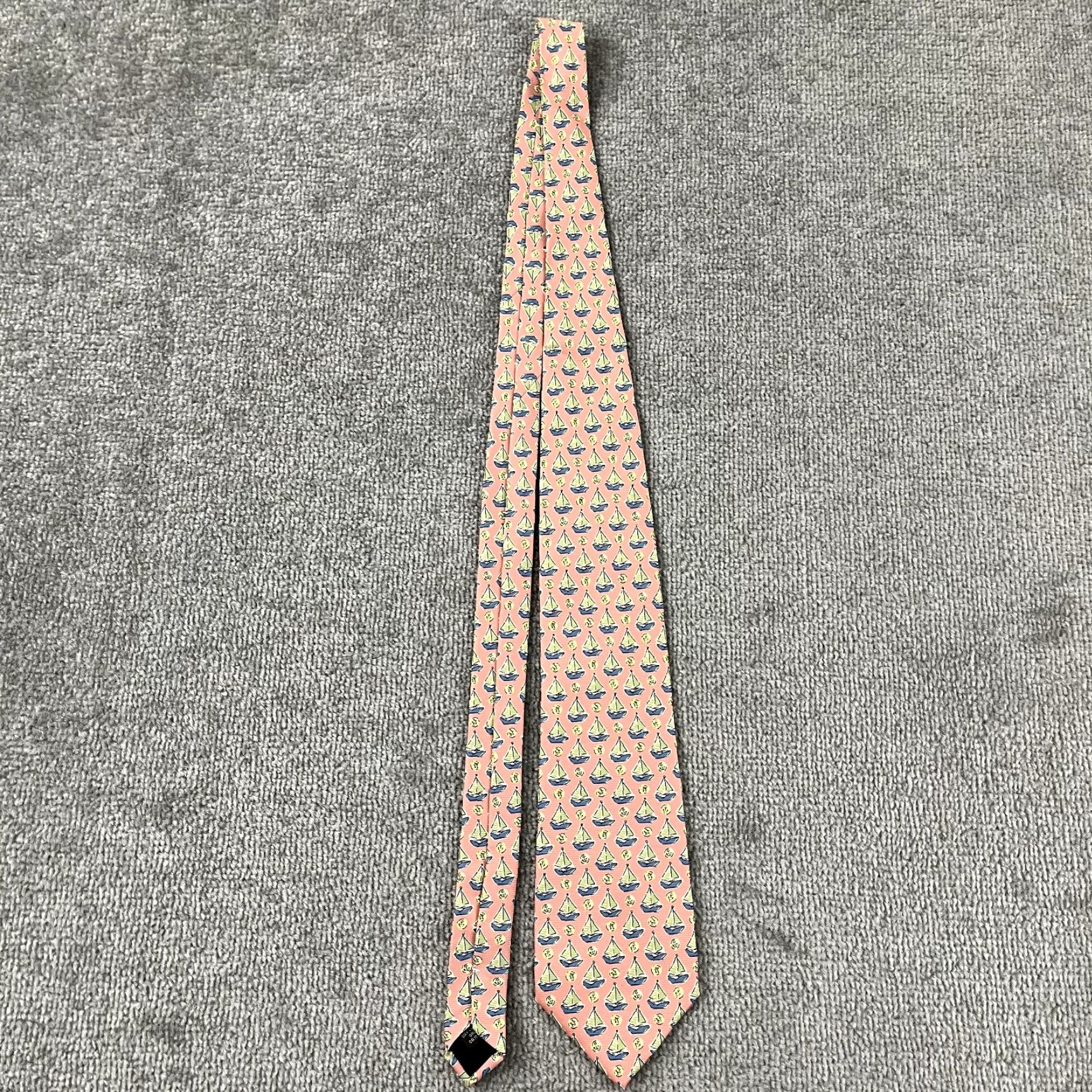 Banana Republic VINTAGE Banana Republic Men's Tie Silk Pink Sailboat Preppy Wide 3.75" Italy Size ONE SIZE - 2 Thumbnail