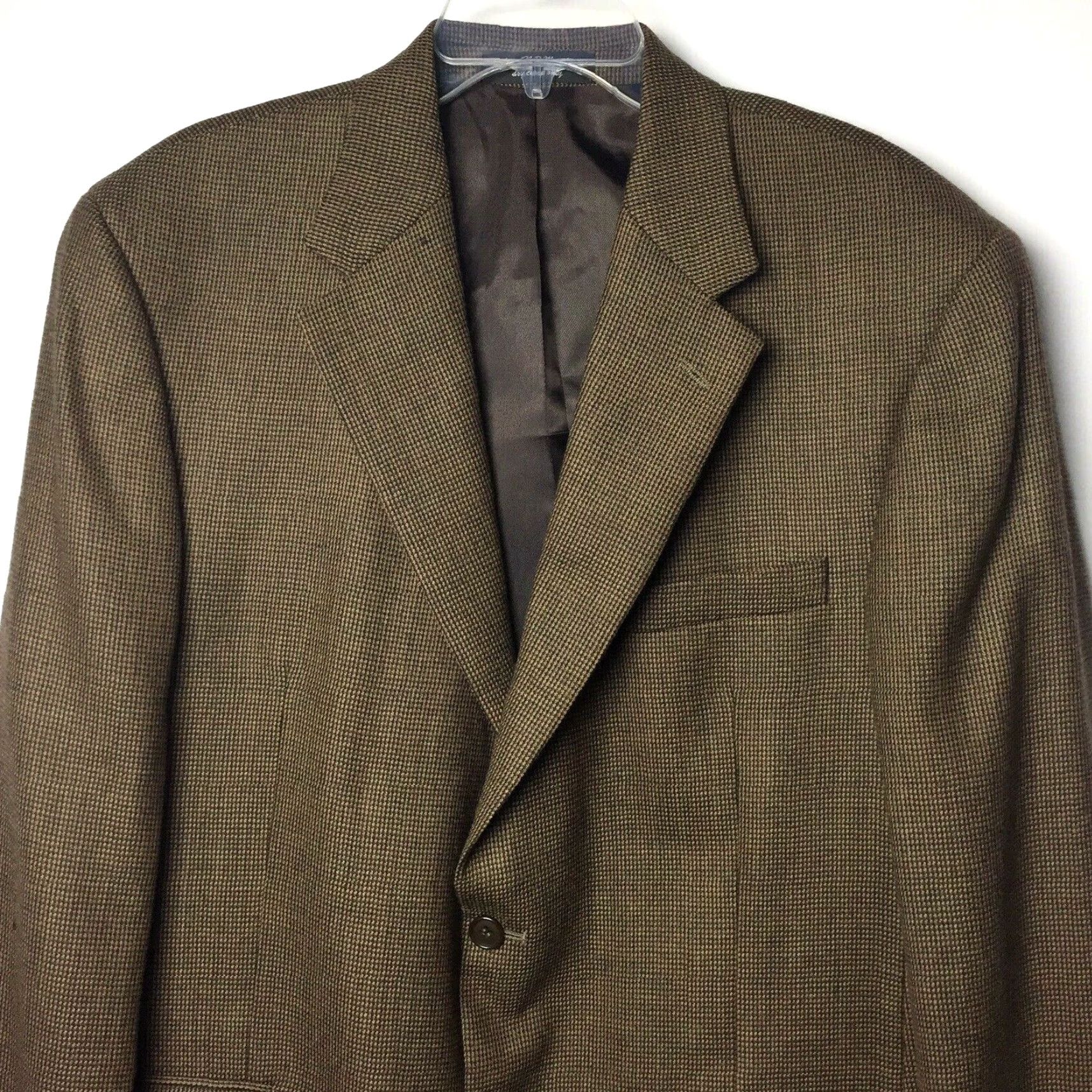 Vintage Chereskin Blazer Mens Size 44 Brown Houndstooth 2-Button Lambswool, Single-Breasted Jacket, Notch Lapel, Regular Length, Wool Coat, Mens Size 44R - 4 Thumbnail