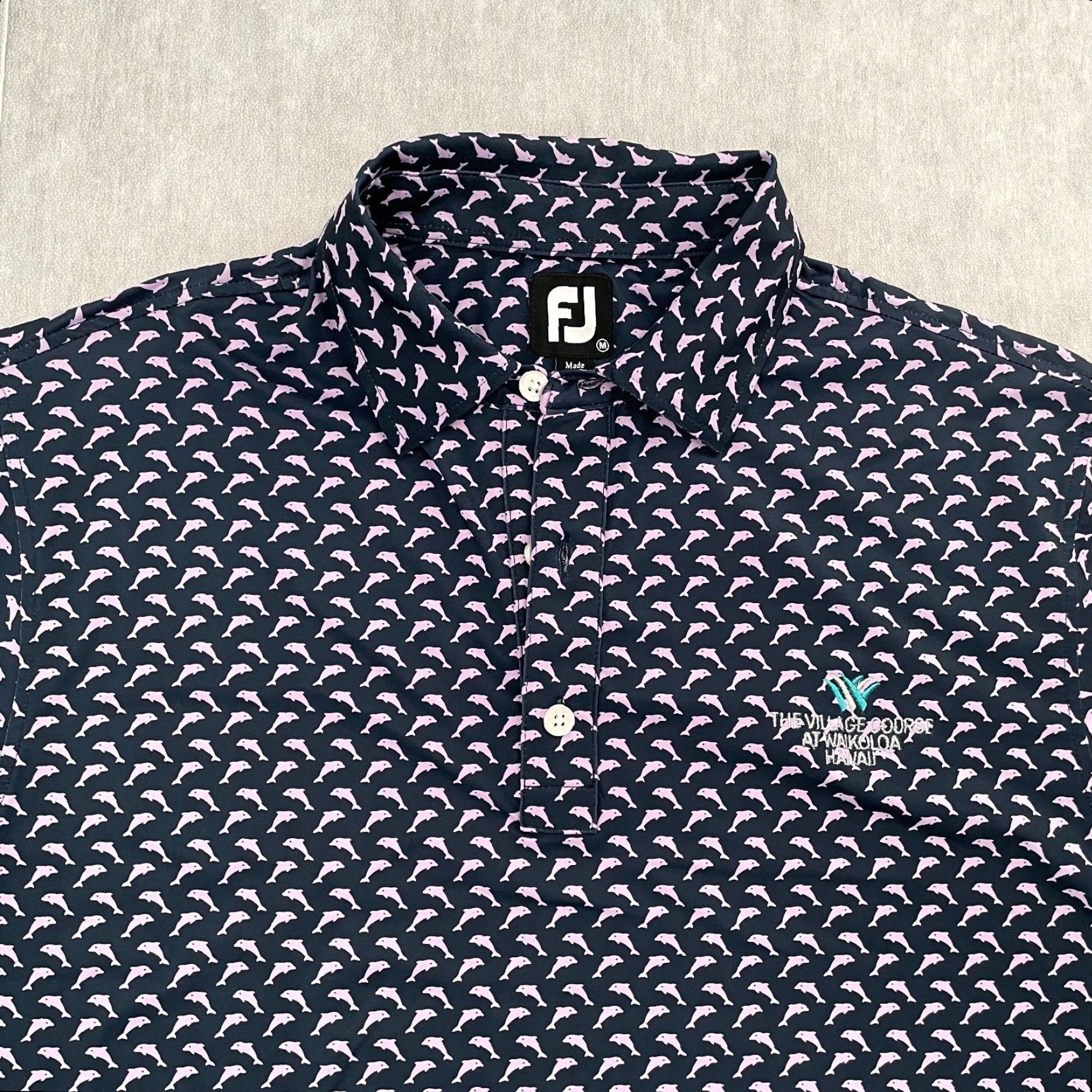 Footjoy FootJoy Polo Shirt Adult M Medium Blue Polo Dolphin Print Waikoloa Hawaii Golf Mens Size US M / EU 48-50 / 2 - 3 Thumbnail
