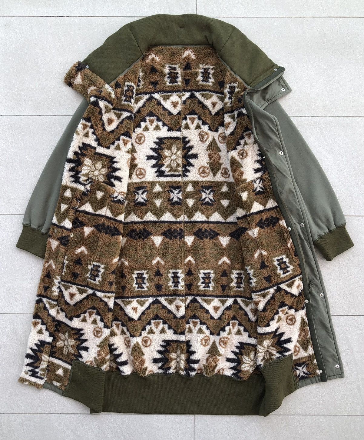 Issey Miyake Mercibeaucoup Reversible Fleece Navajo Long Coat Jacket Size US L / EU 52-54 / 3 - 12 Thumbnail