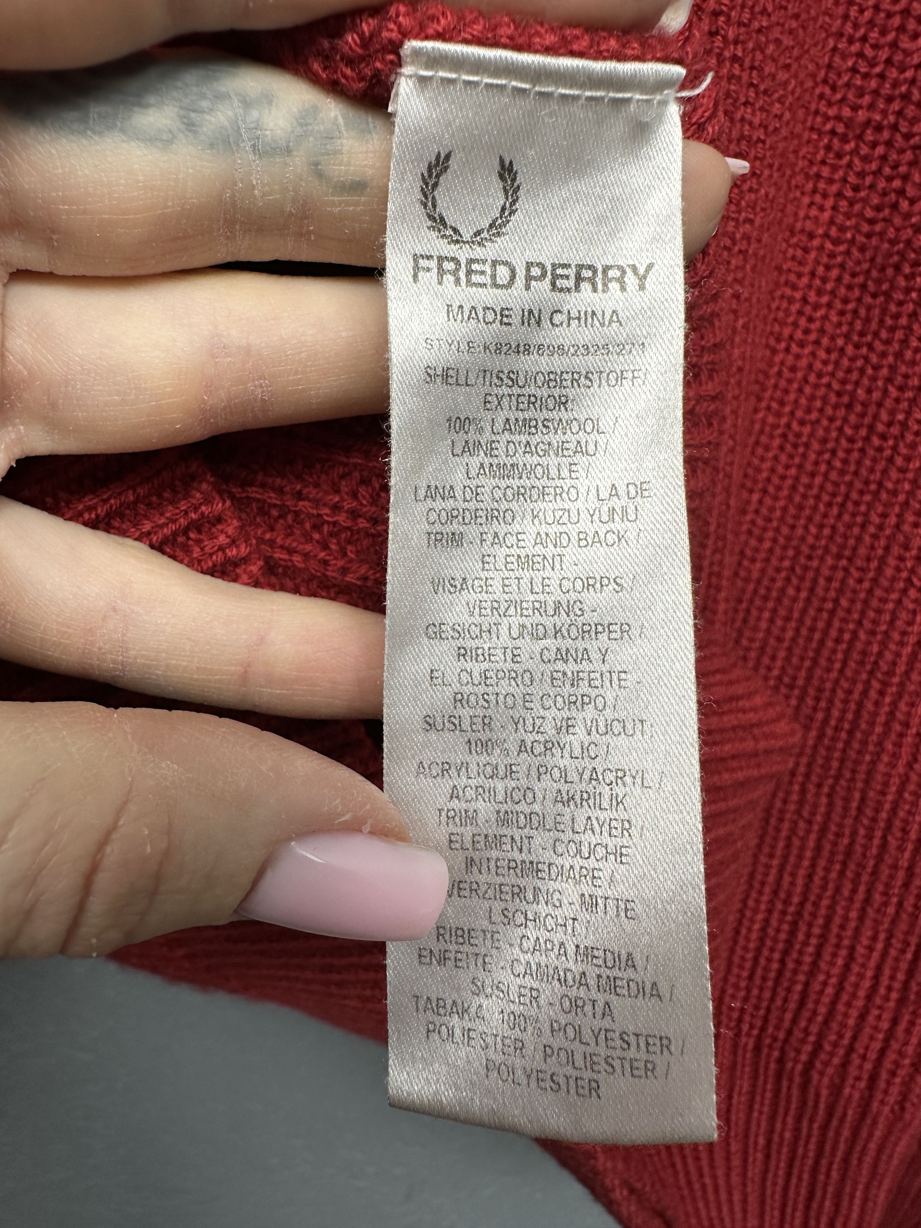 Fred Perry Fred Perry Mens Lambswool Wool Sweater Size US M / EU 48-50 / 2 - 5 Thumbnail