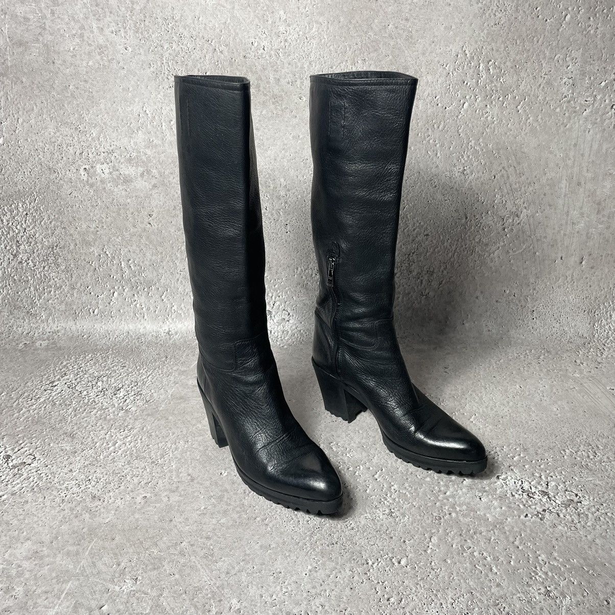 Prada × Vintage Prada Leather Black High Knee Boots Size US 8 / IT 38 - 3 Thumbnail