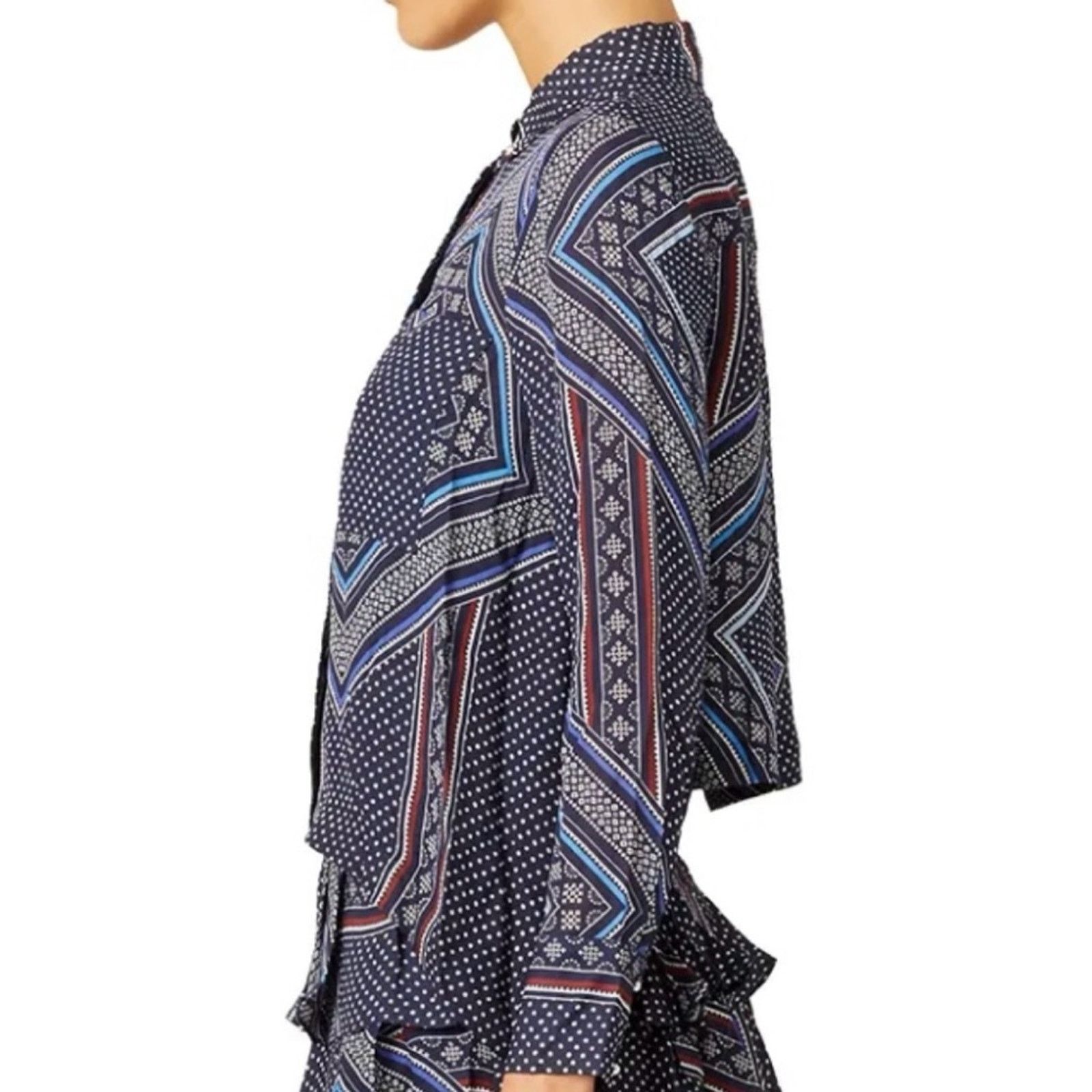Derek Lam 10 Crosby DEREK LAM • 10 Crosby Bandana 100% Silk Button-Down Shirt Size XS / US 0-2 / IT 36-38 - 2 Thumbnail