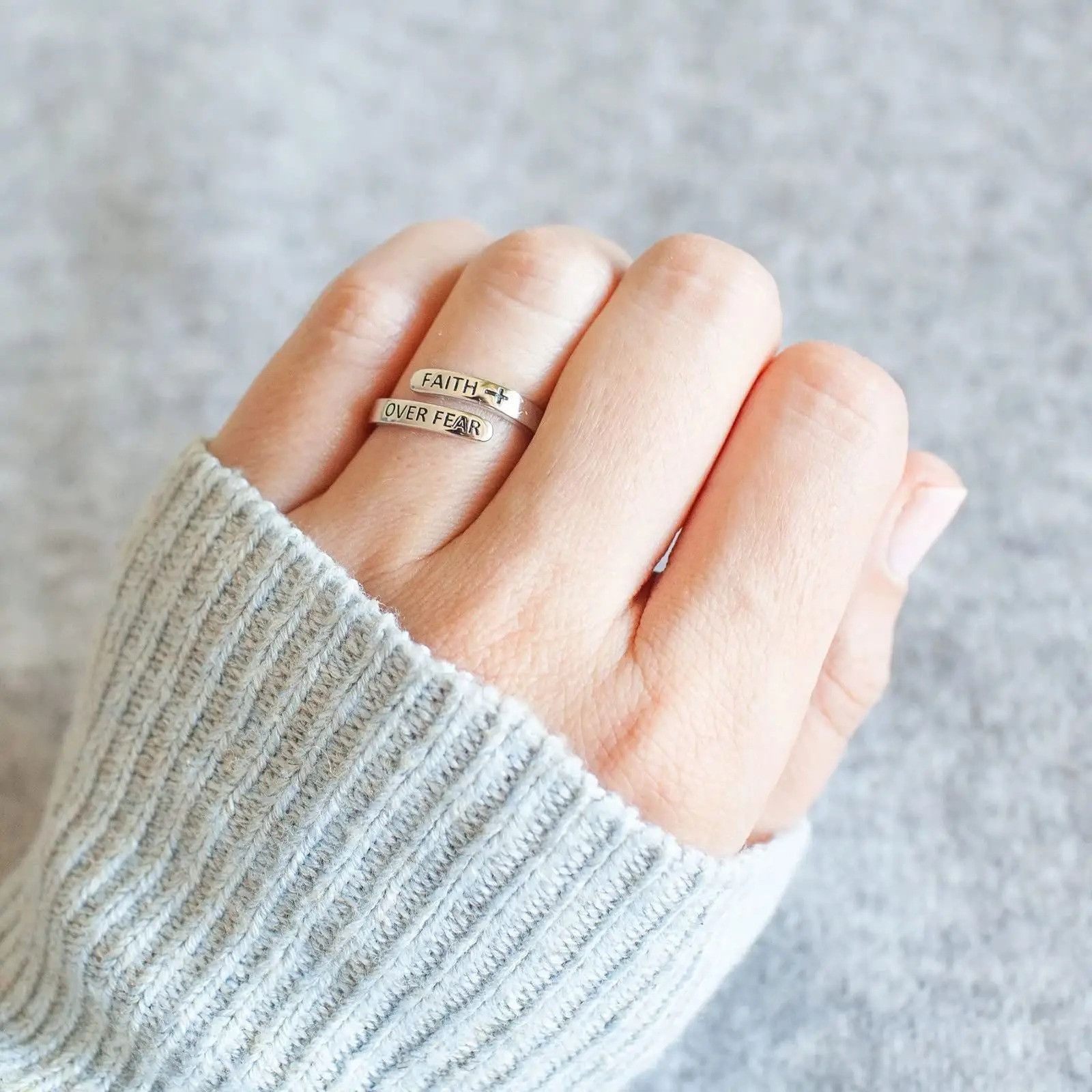Jewelry × Vintage Retro Faith Cross Ring Size ONE SIZE - 5 Thumbnail