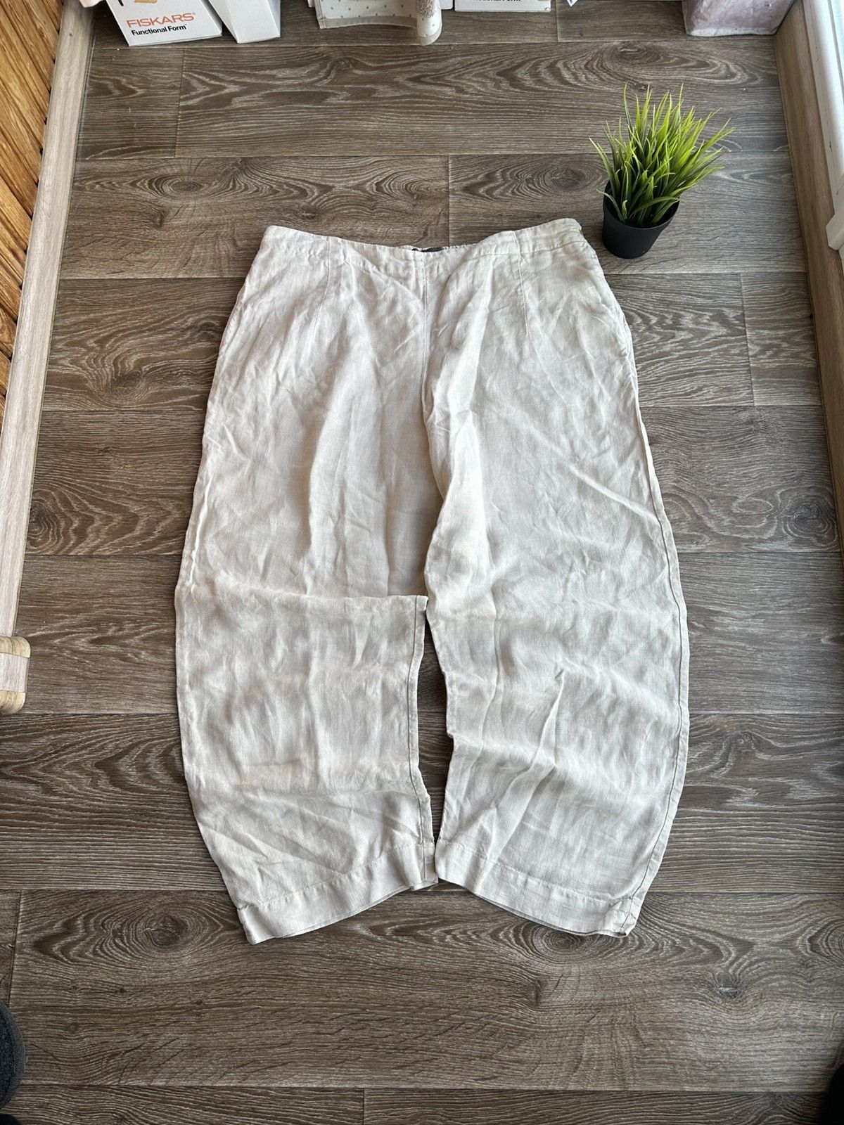 OSKA 🔥 OSKA Linen Wide Baggy Pants Trousers Cream Beige Size 34" / US 12 / IT 48 - 1 Thumbnail