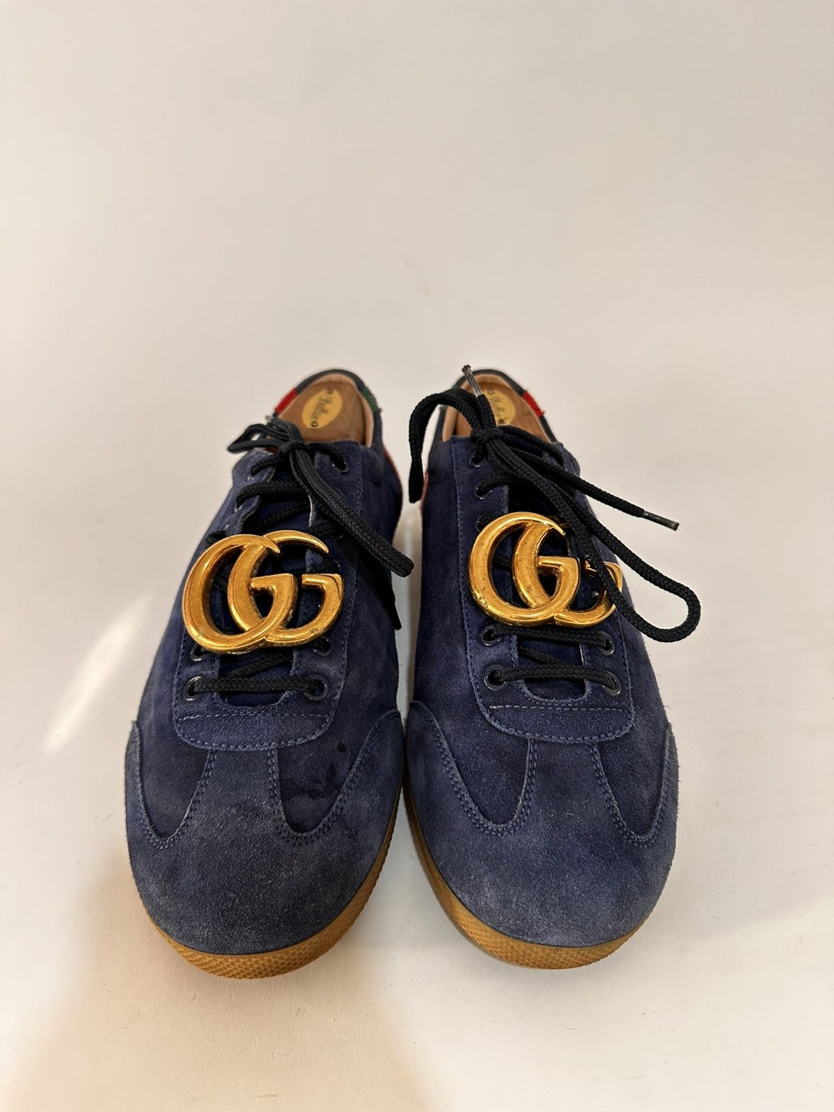 Gucci Gucci G74 GG Blue Suede Low Top Sneakers Size US 9.5 / EU 42-43 - 2 Thumbnail