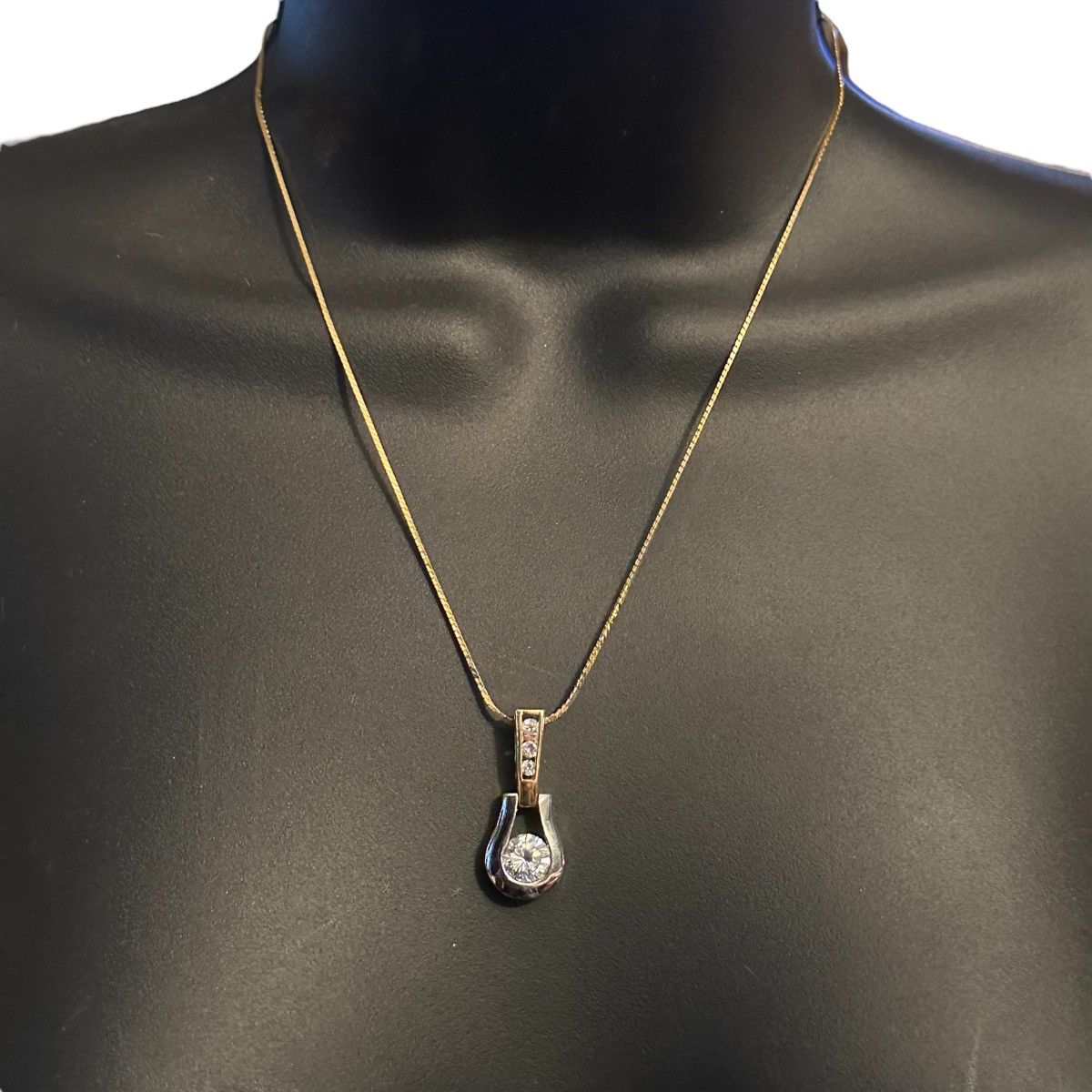 Other Two tone cubic zirconia drop pendant necklace Size ONE SIZE - 1 Thumbnail