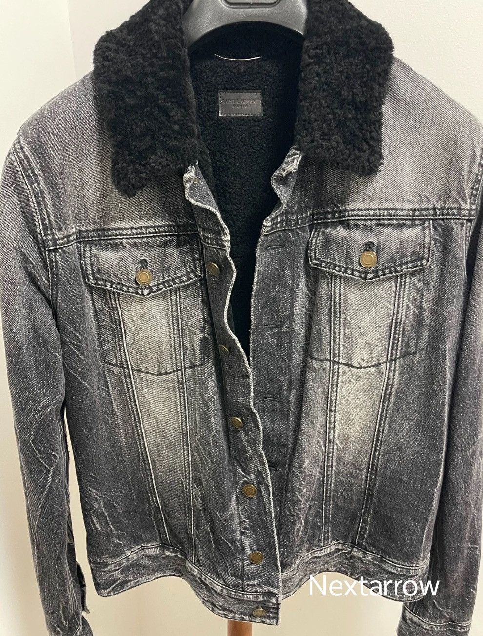 Saint Laurent Paris × Yves Saint Laurent Saint Laurent fur one-piece washed denim jacke2412-Nextarrow Size US M / EU 48-50 / 2 - 1 Thumbnail