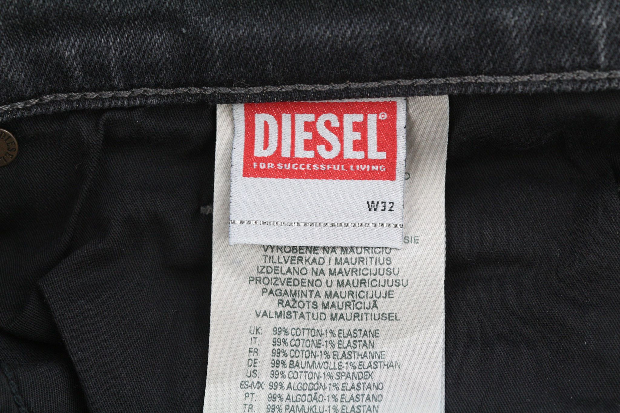Diesel D-MIHTRY 0ELAX W32/L34 Straight Black Logo Jeans 40189 Size US 32 / EU 48 - 9 Thumbnail
