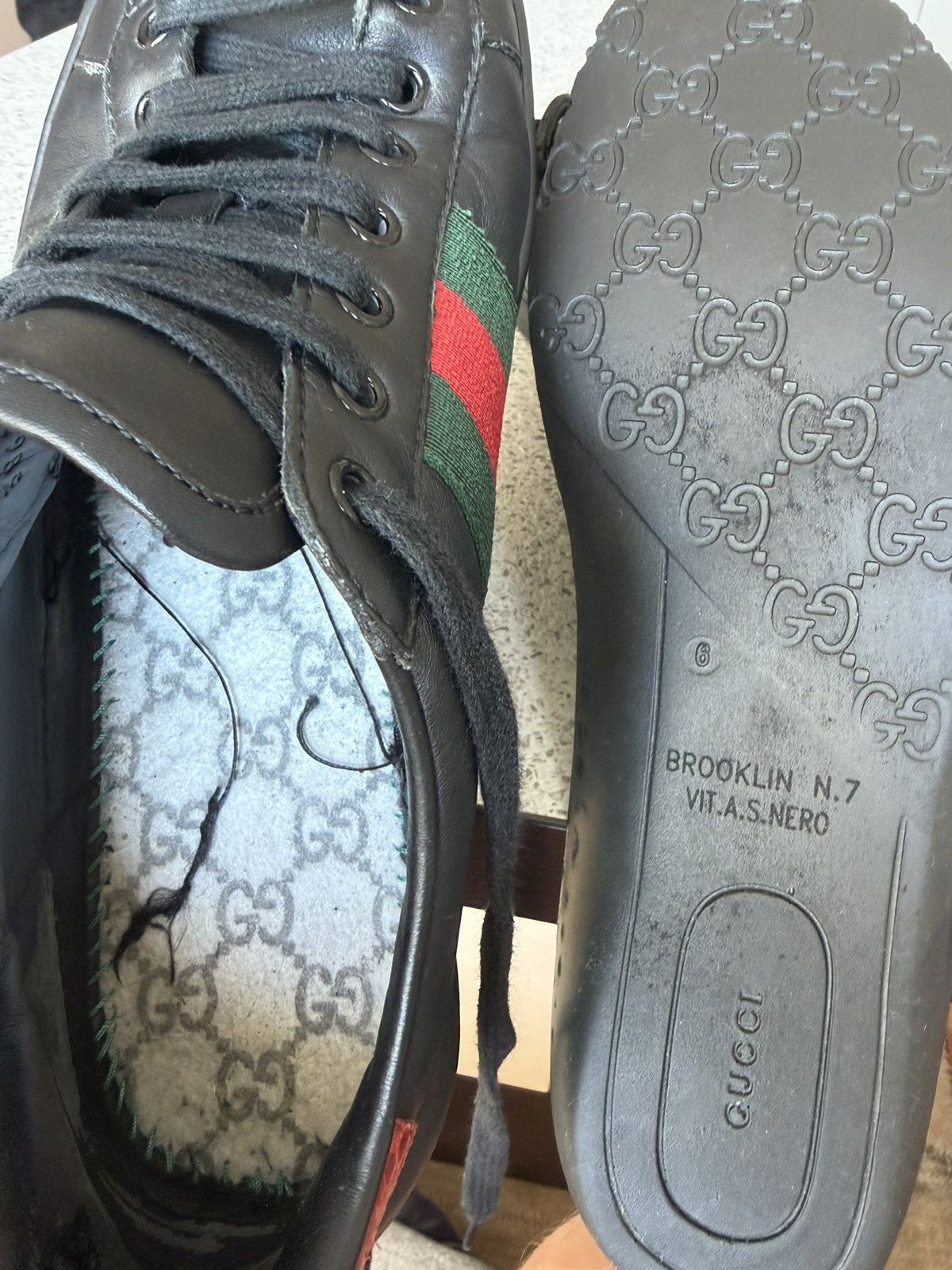 Gucci Gucci Ace Leather Black Low Sneakers 386750 Size US 7.5 / EU 40-41 - 11 Thumbnail
