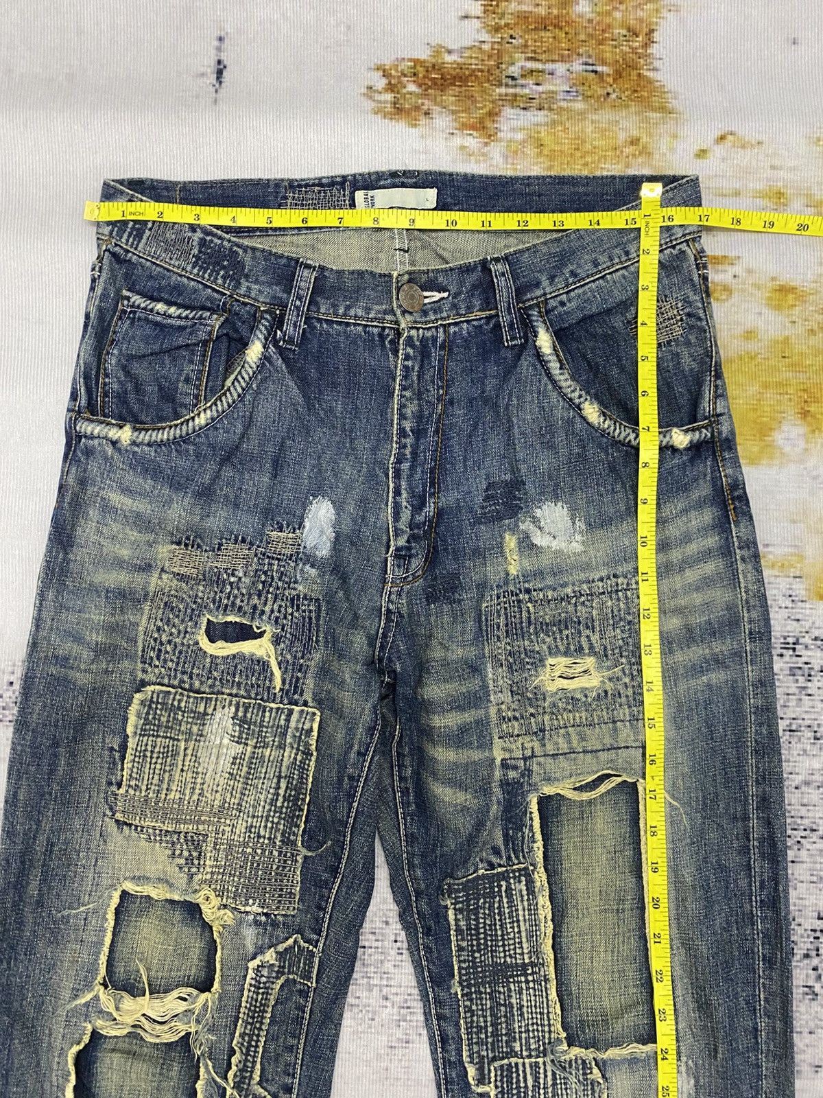 Global Work Vintage Global Work Kurtcobian Inspired Boro Patchwork Jeans Size US 35 - 7 Thumbnail