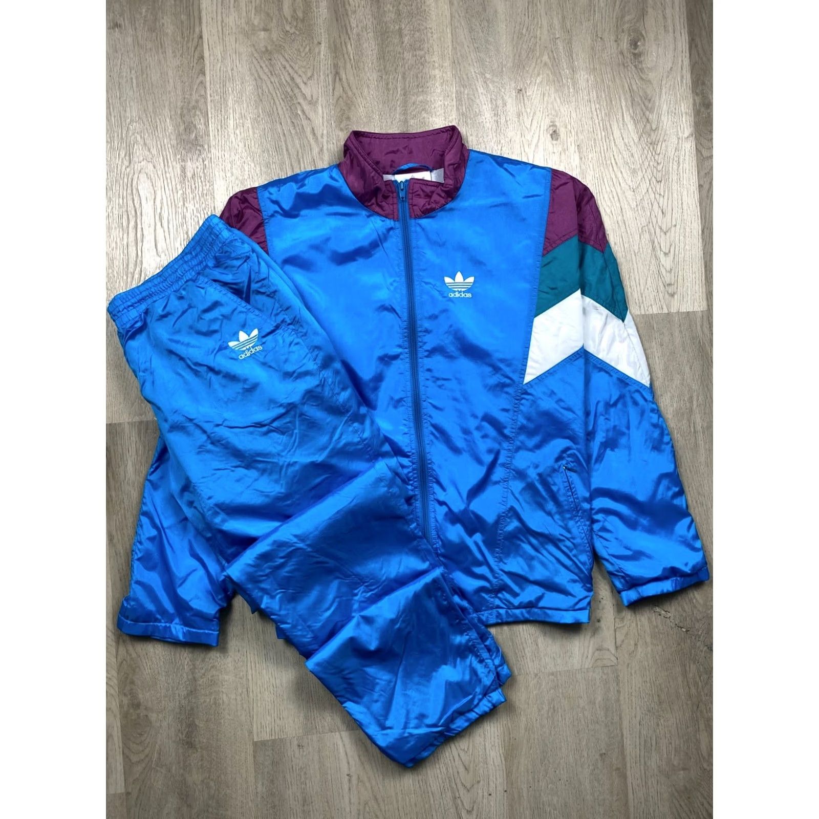 Adidas ADIDAS Track Jacket Track Pants 90s Vintage Mens Nylon XL Blue Tracksuit Mens 90s Size 46R - 2 Thumbnail
