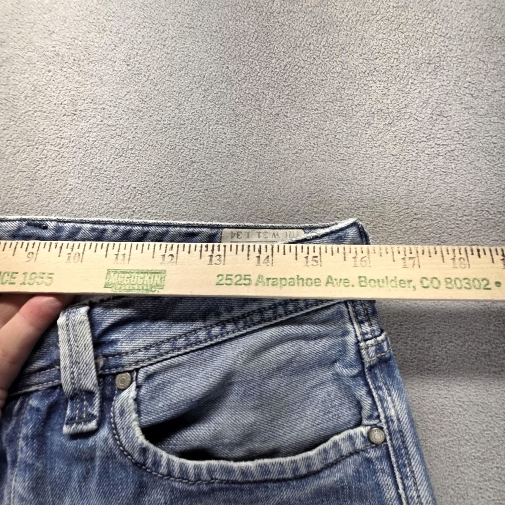 Diesel Diesel Jeans Mens 31x34 Blue Larkee Straight Distressed Button Fly 008XR Size US 31 - 3 Thumbnail