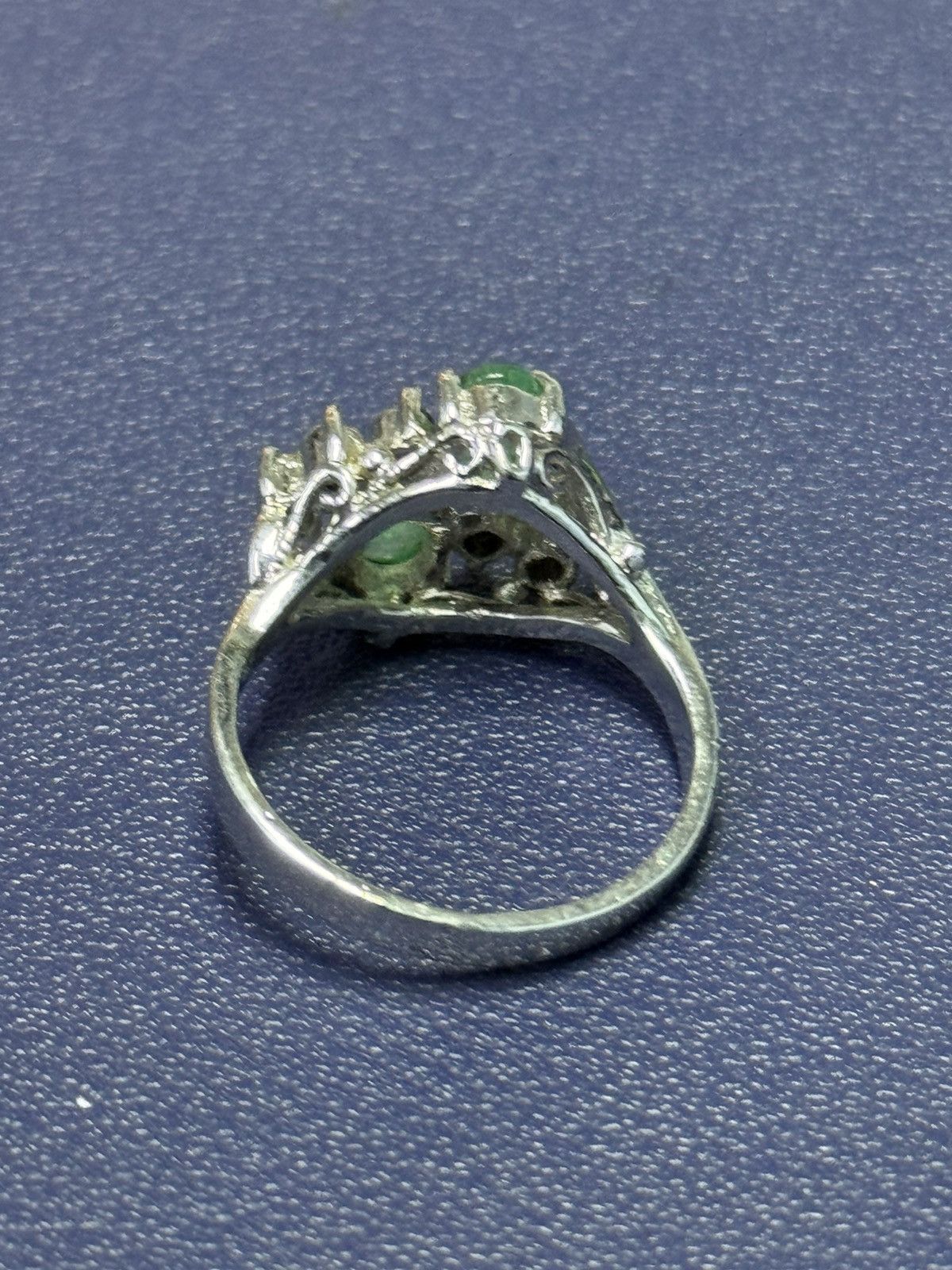 Jewelry × Sterling Silver EMERALD DIAMOND SILVER RING Size ONE SIZE - 3 Thumbnail