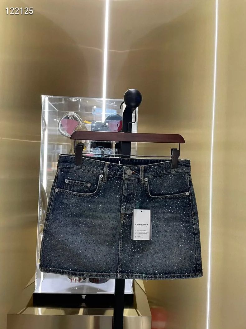 Balenciaga Balenciaga Short studded denim skirt with stars Size 37" - 1 Thumbnail