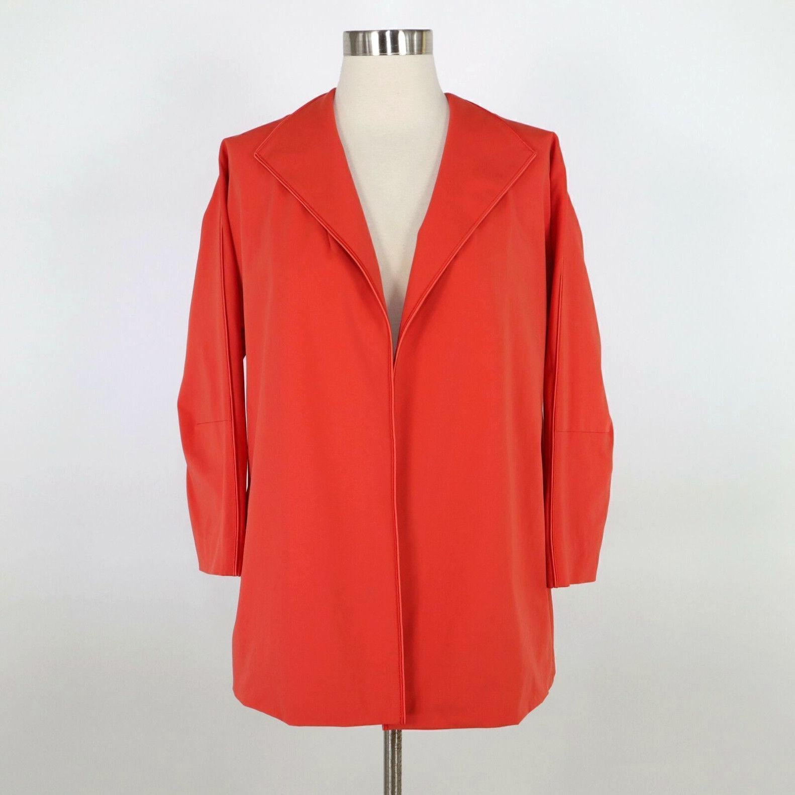 Image of Vintage Lafayette 148 Jacket Womens S Small Orange Open Front Collared Work Casual in White