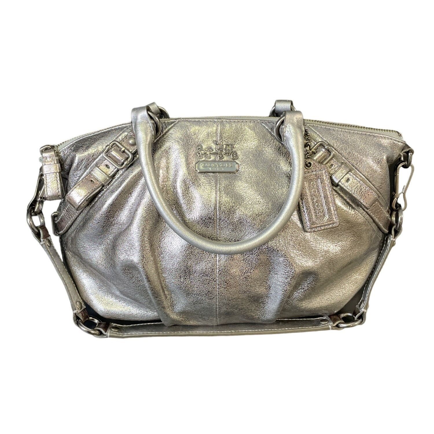 image of Coach Women's Leather Silver Sophia Sachel Handbag In Mint C