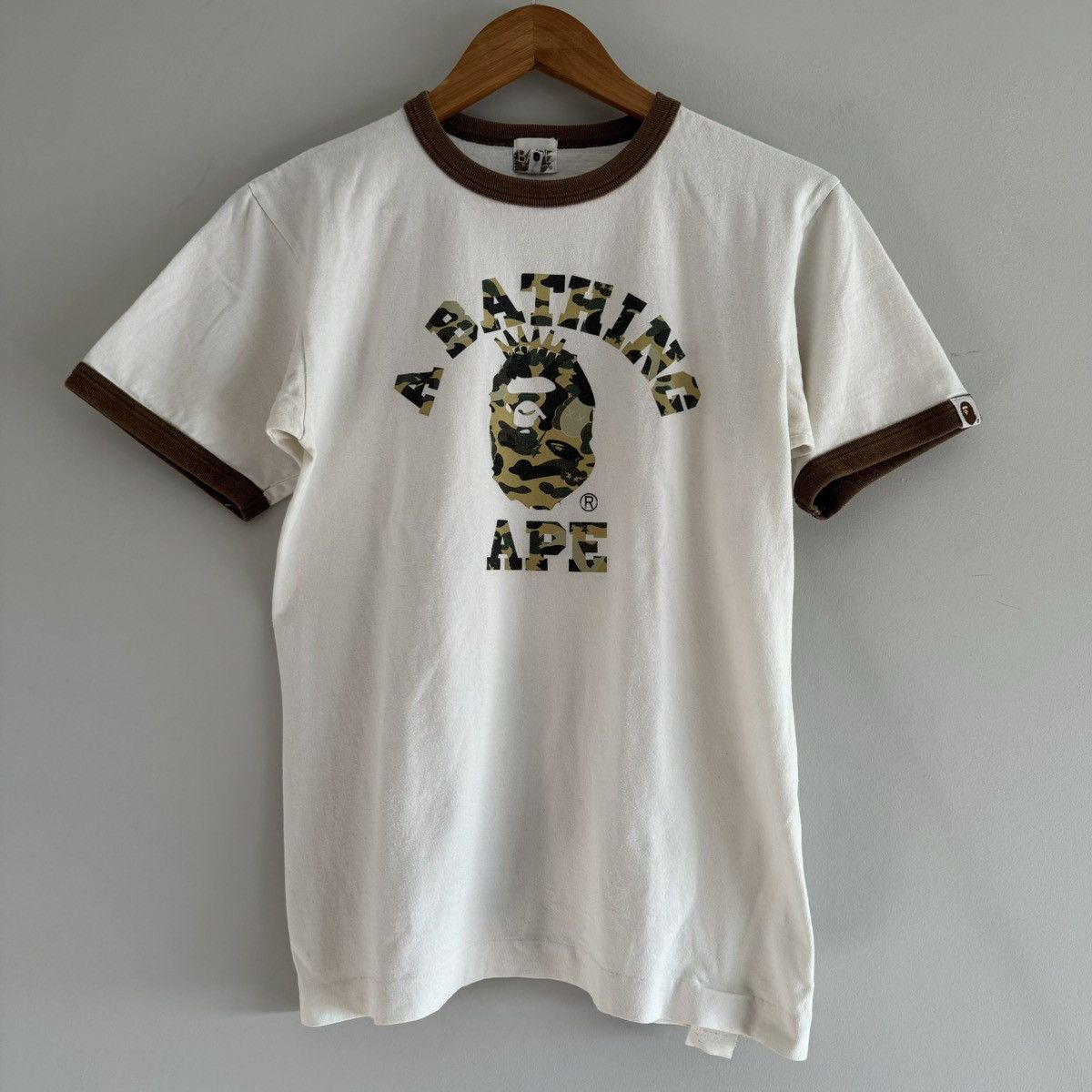 Bape OG Bape x Kaws Bendy Camo College Logo Ringer Tee | Grailed