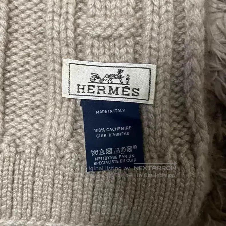 Hermes Hermes Pig Nose Cashmere Scarf Big Hit Beige Size ONE SIZE - 2 Thumbnail
