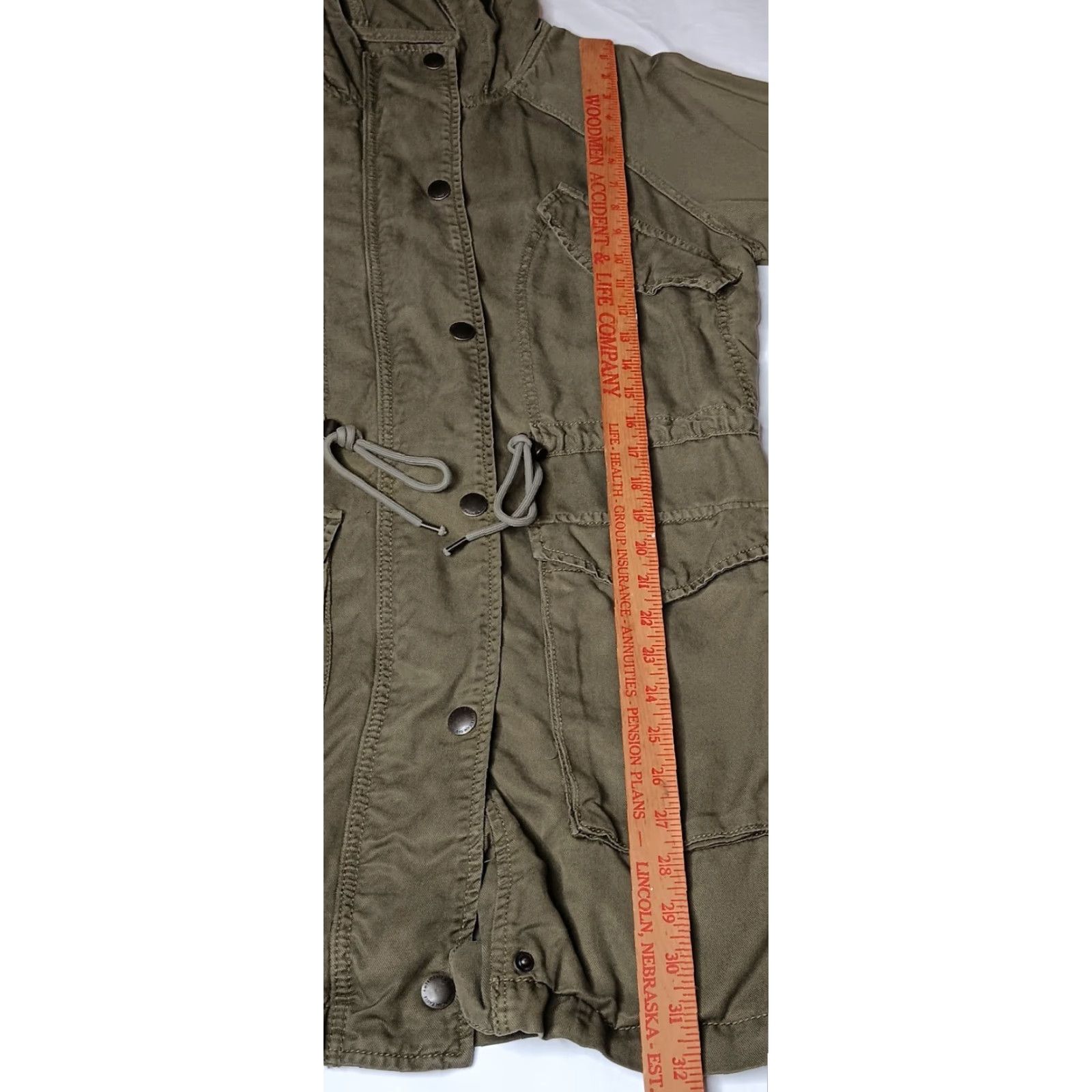 American Eagle Outfitters American Eagle Outfitters Jacket Women S Green Army Military Hood Zip Snap Light Size S / US 4 / IT 40 - 4 Thumbnail