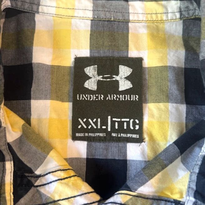 Under Armour VINTAGE Under Armour Button Up Shirt Mens XL Yellow Black Plaid Short Sleeve Pockets Size US XL / EU 56 / 4 - 2 Thumbnail