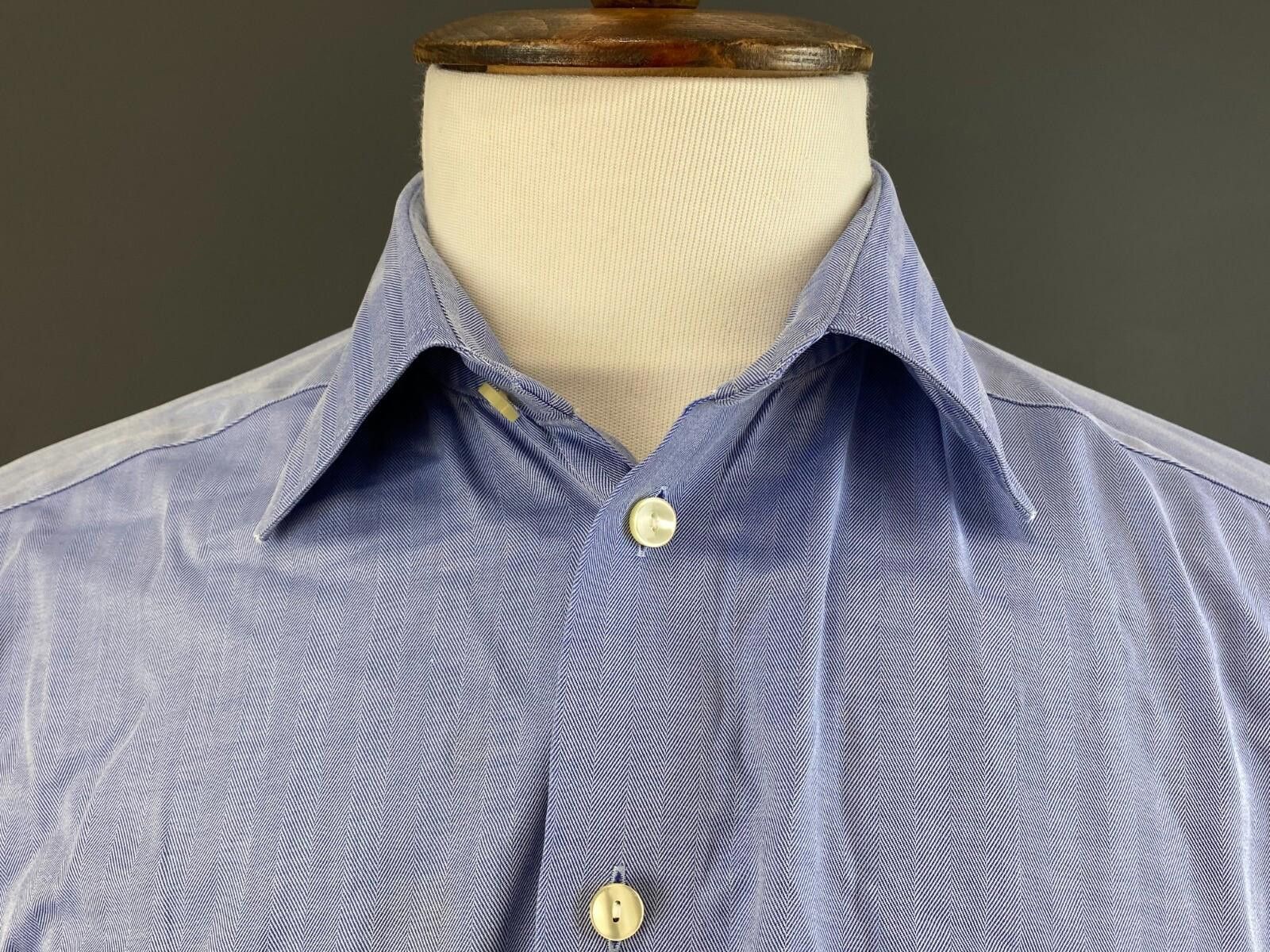 Eton ETON Classic Fit Blue Button Down Dress Shirt Size 41 / 16 Size US M / EU 48-50 / 2 - 5 Thumbnail
