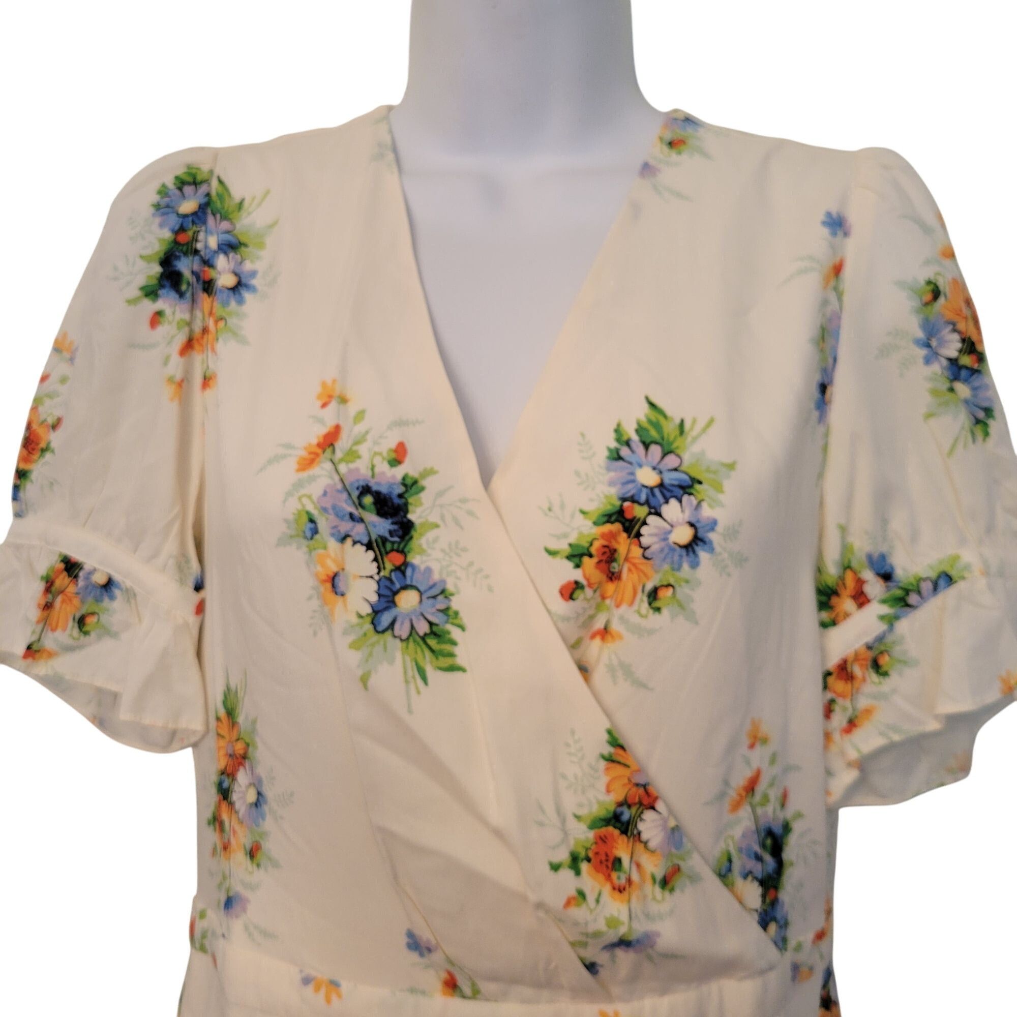 Madewell Madewell 6 Floral Wrap Ivory Ruffle Sleeve Maxi Dress Classi Size M / US 6-8 / IT 42-44 - 2 Thumbnail
