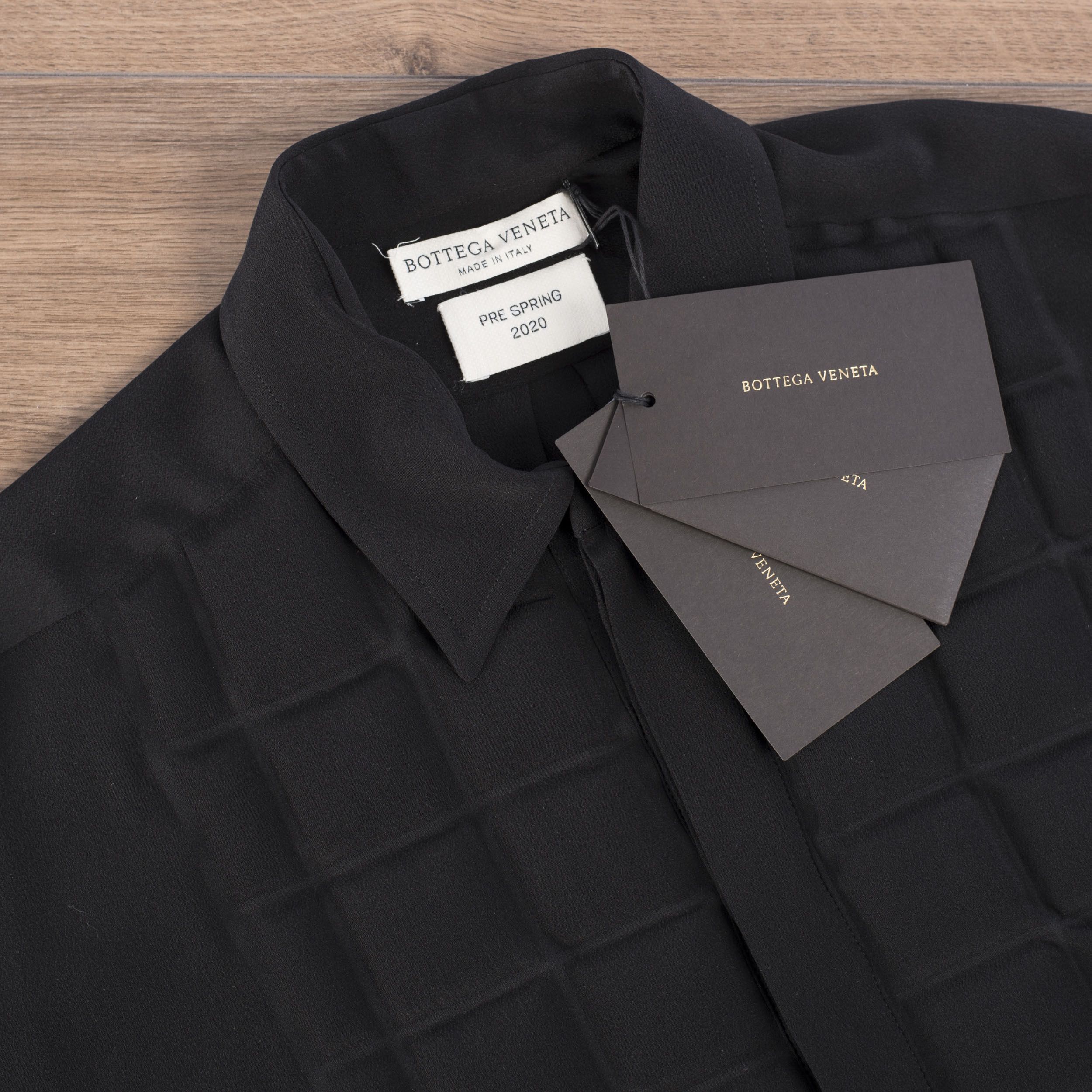 Bottega Veneta Black Quilted Silk Crepe De Chine Shirt Dress Size S / US 4 / IT 40 - 9 Thumbnail