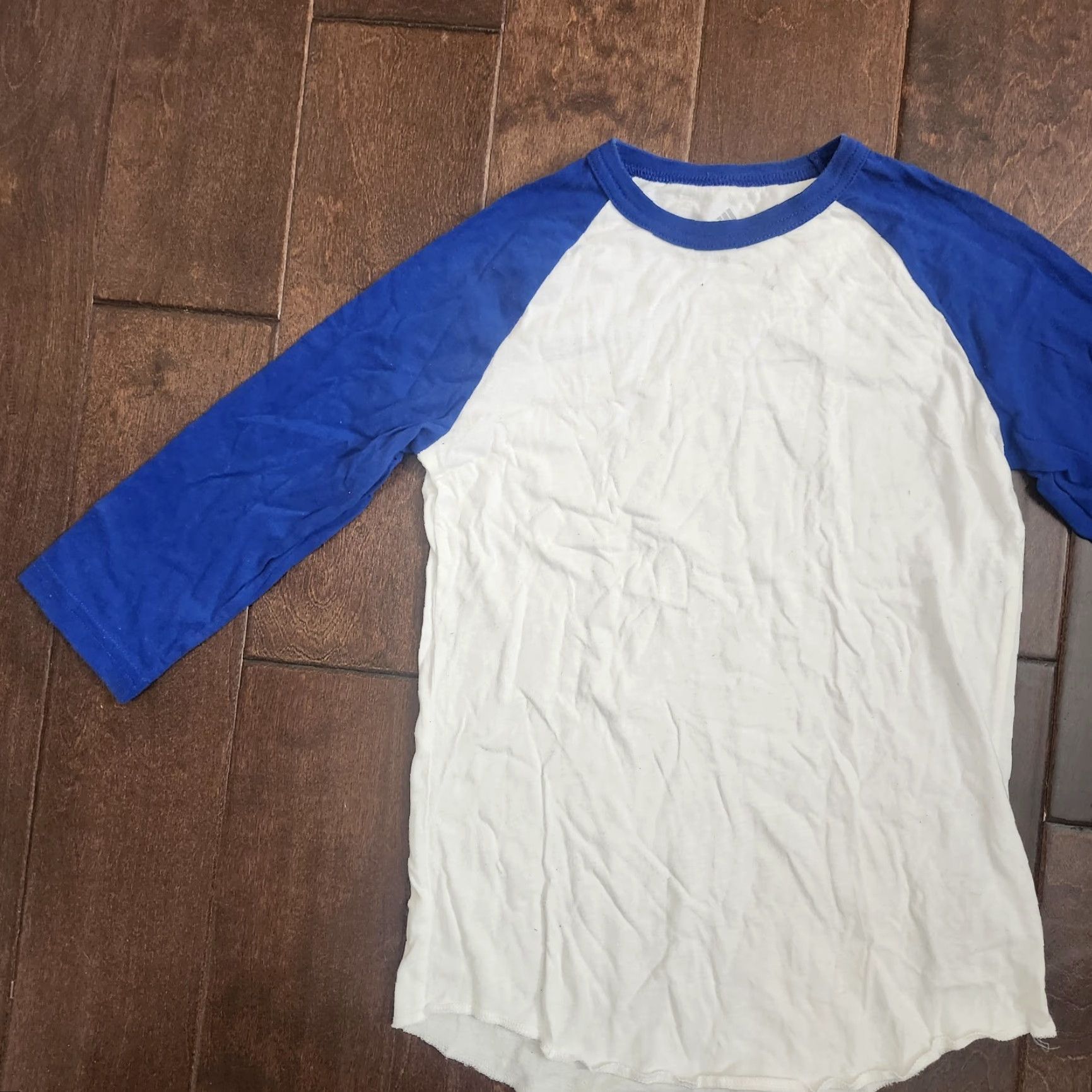 Adidas Adidas T-Shirt Raglan 3/4 Sleeve Mens Junior Medium Blue White Crew Neck Multicolor Cotton Shirt Tee Size US M / EU 48-50 / 2 - 3 Thumbnail