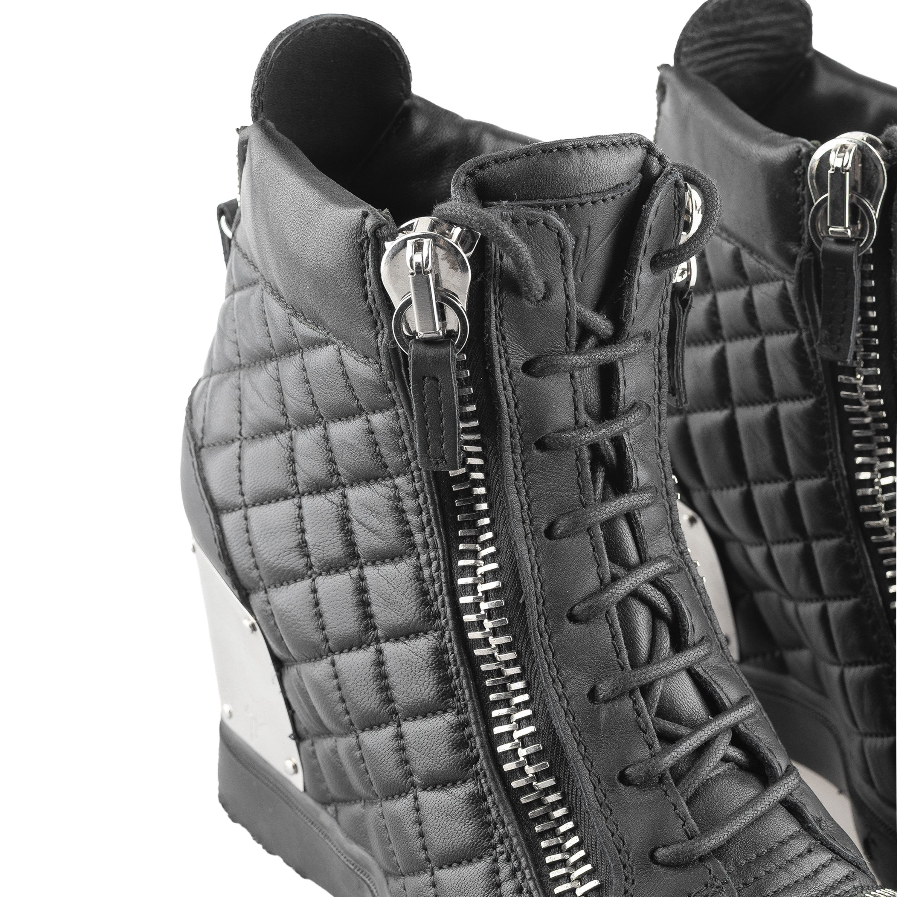 Giuseppe Zanotti Giuseppe Zanotti Black Leather Wedge Sneakers (38 EU) Size US 7 / IT 37 - 6 Thumbnail
