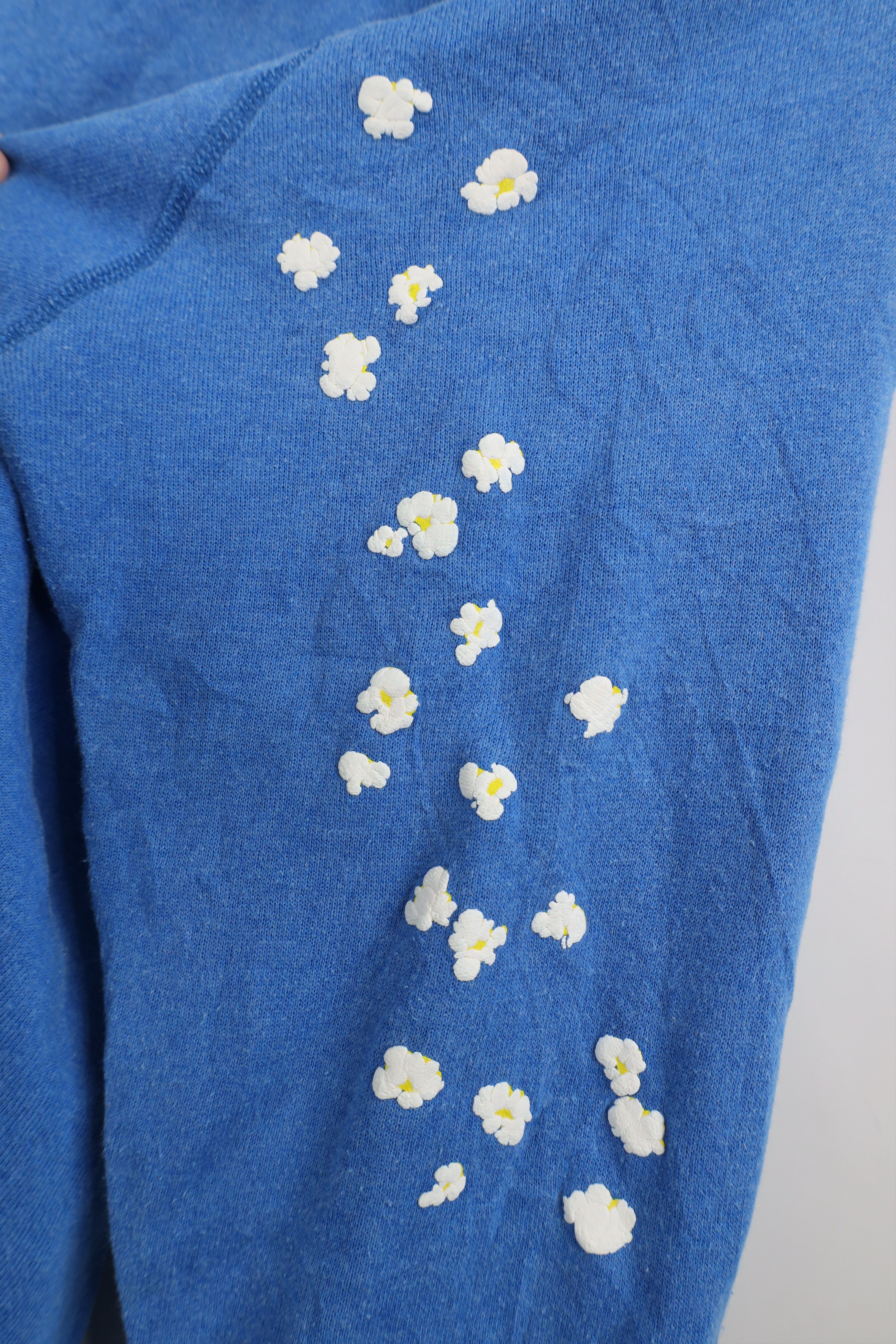 Vintage Vintage 80s Streetwear Popcorn Collared Sweatshirt Blue USA Size L / US 10 / IT 46 - 7 Thumbnail