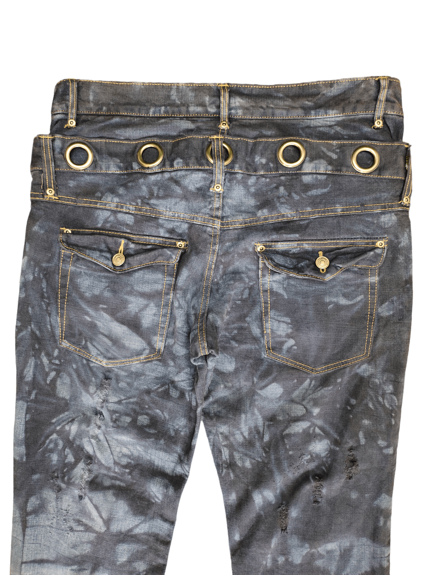 Japanese Brand PPFM Inspire Japanese Double Waist Distressed Dye Jeans 35 Size US 35 - 12 Thumbnail