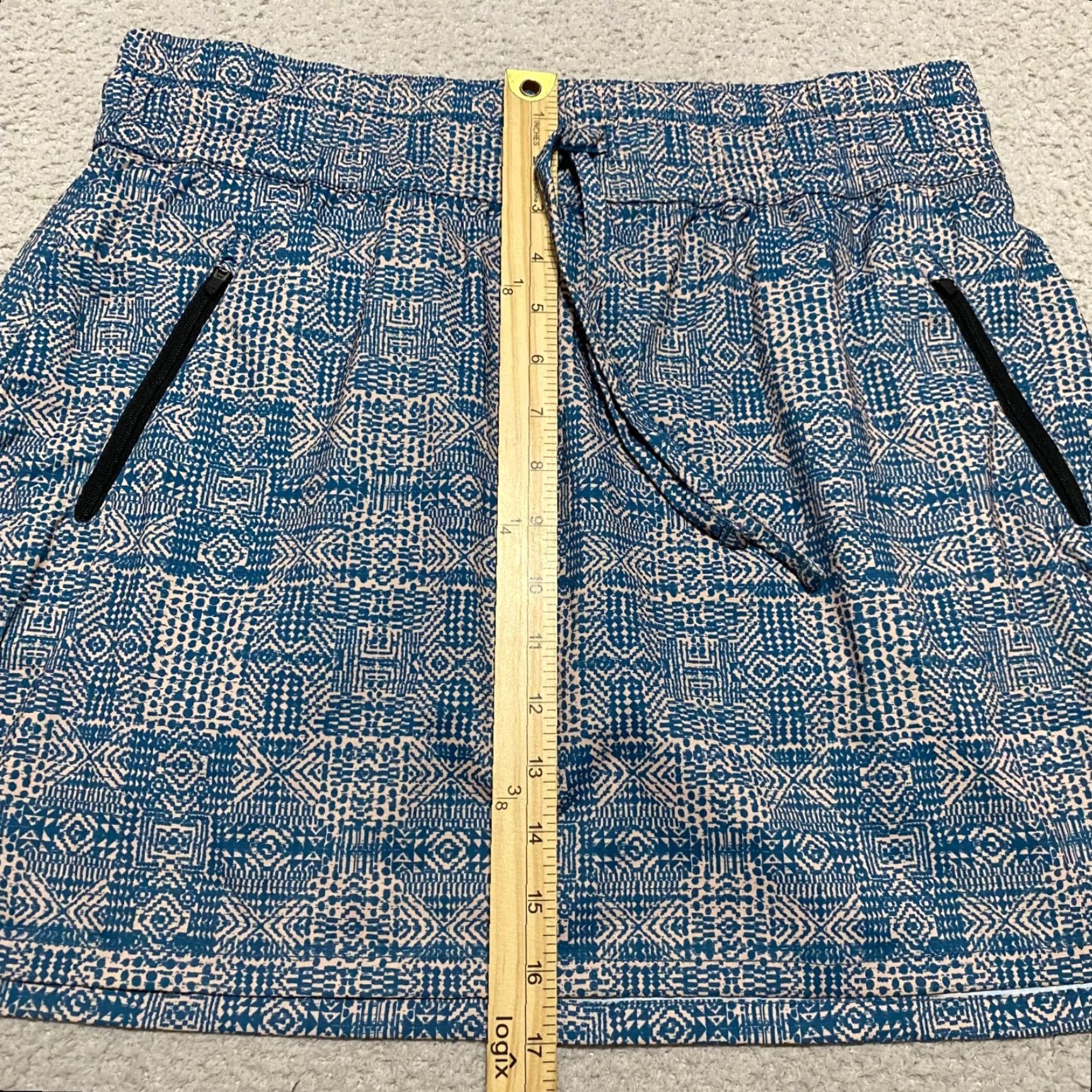 KAVU Kavu Skort Womens XL Blue Geometric Pockets Beach Mini Short Shirt Skort Womens XL Blue Geometric Pockets Beach 90s Size 40" / US 18 - 6 Thumbnail