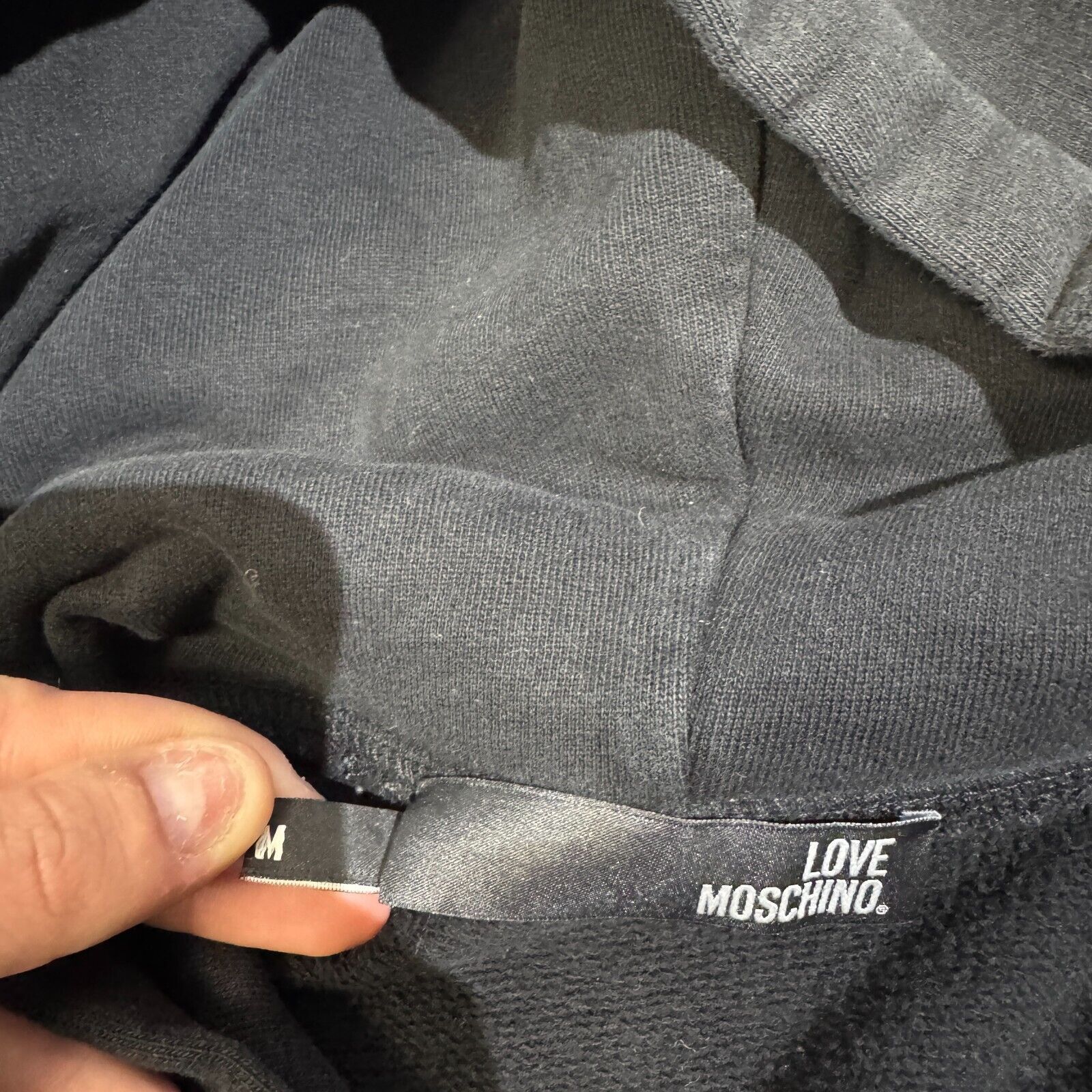 Moschino × Vintage Love Moschino Unisex Black Cotton Hoodie Size M Regular Fit Size US M / EU 48-50 / 2 - 8 Thumbnail