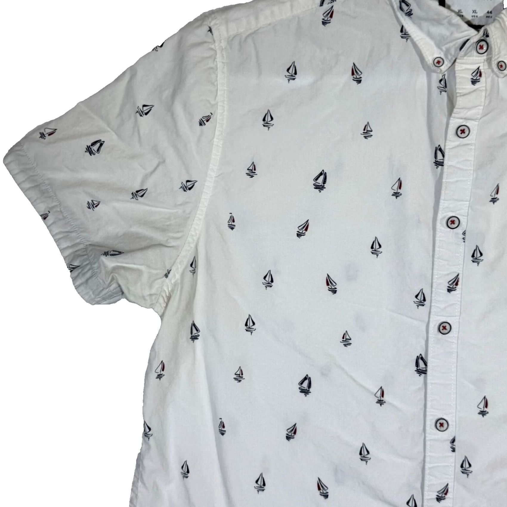Vintage Cactus Man Shirt XL White Boat Print Slim-Fit 100% Cotton Button-Down Mens Size US XL / EU 56 / 4 - 4 Thumbnail