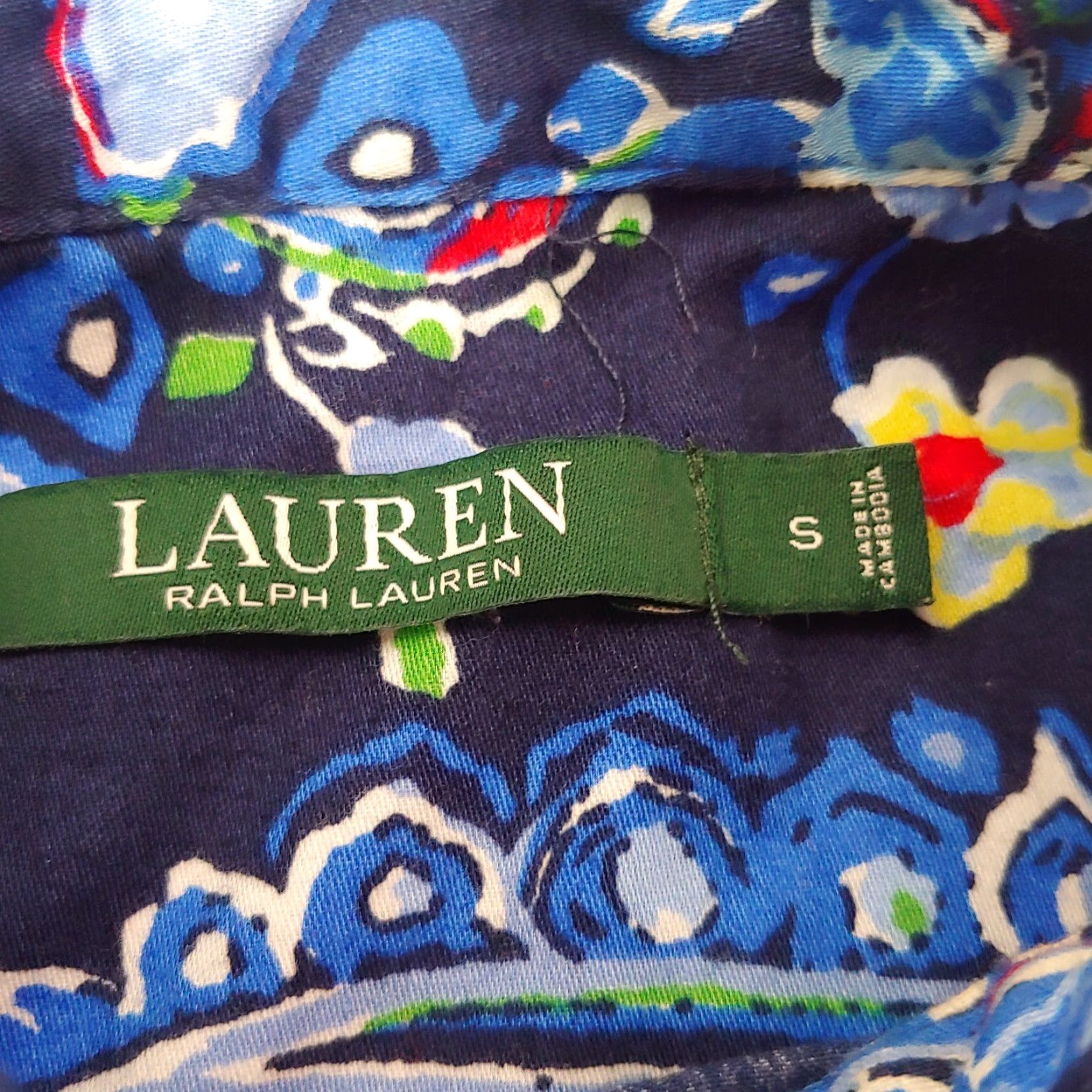 Ralph Lauren VINTAGE Lauren by Ralph Lauren Shirt Dress Womens Medium Navy Blue Paisley Button Collar Size M / US 6-8 / IT 42-44 - 4 Thumbnail
