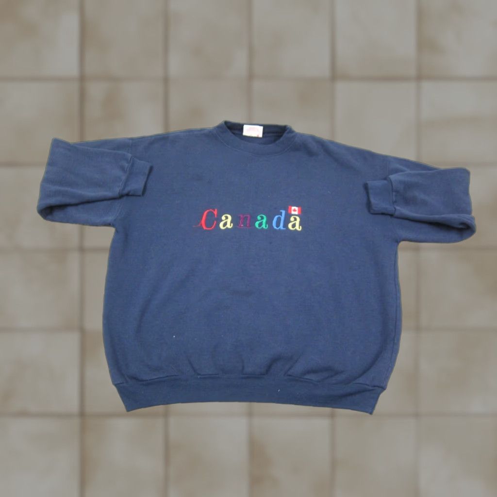 Vintage VINTAGE Impressions Canada Sweatshirt Mens XL Blue Embroidered Pullover 90s Crew Neck 100% Cotton Polyester Fleece Size US XL / EU 56 / 4 - 1 Thumbnail