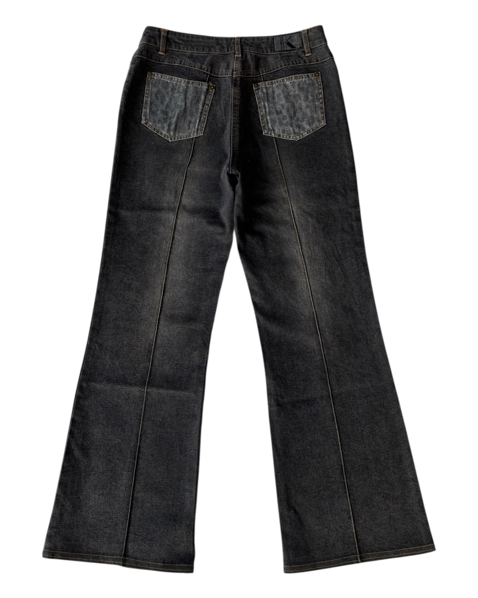 Krizia × Krizia Uomo × Roberto Cavalli Krizia Leopard Flare Jeans Bootcut Black Jeans Size 28" / US 6 / IT 42 - 6 Thumbnail