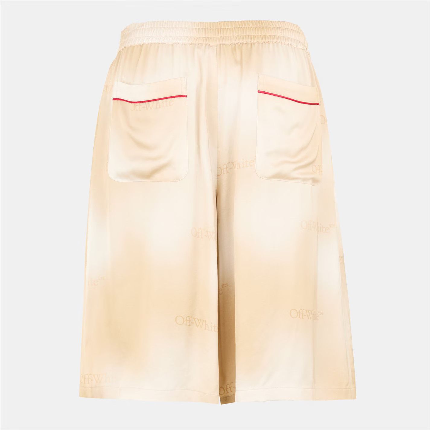 Off-White o1g2r1mq0226 Closed Cuff Fleece Shorts In Beige/White Size US 32 / EU 48 - 2 Thumbnail