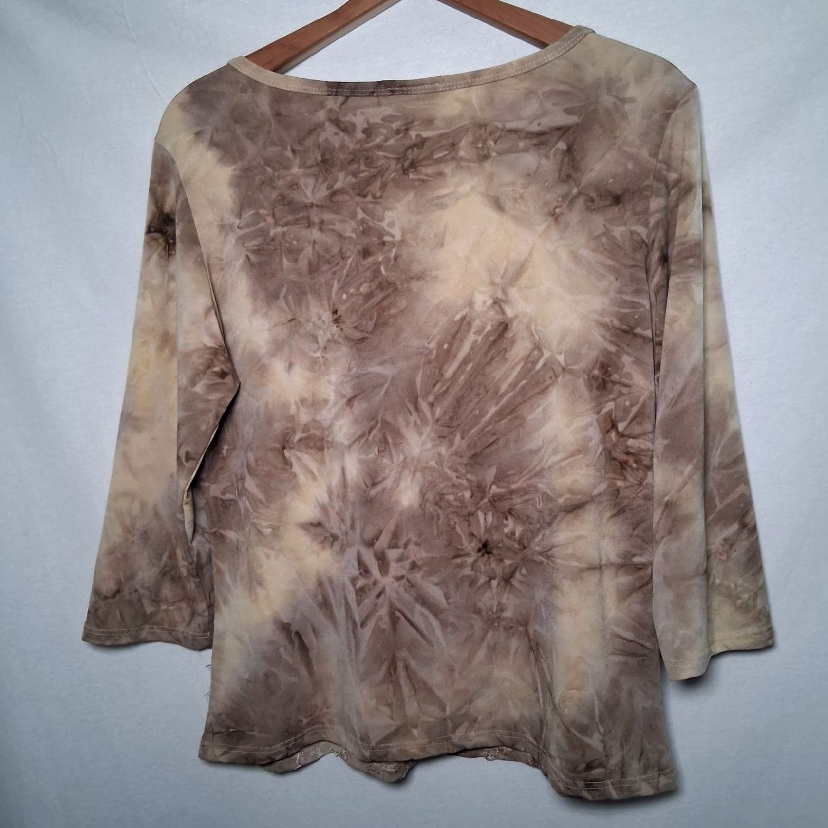 Vintage VINTAGE Fashion Bug Shirt XL Brown Tie Dye Sequin Embroidered Stretch Size XL / US 12-14 / IT 48-50 - 2 Thumbnail
