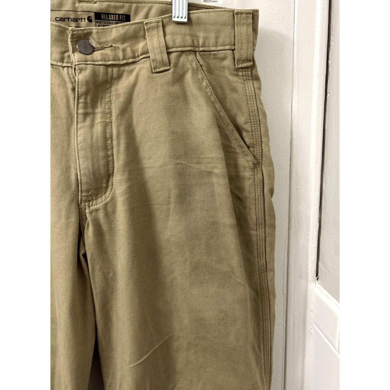 Carhartt Carhartt Work Pants Mens 31x32 Tan Brown Rugged Flex Relaxed Fit Canvas BN2291-M Pants Mens Regular Brown Canvas Relaxed Fit Workwear Size US 31 - 5 Thumbnail