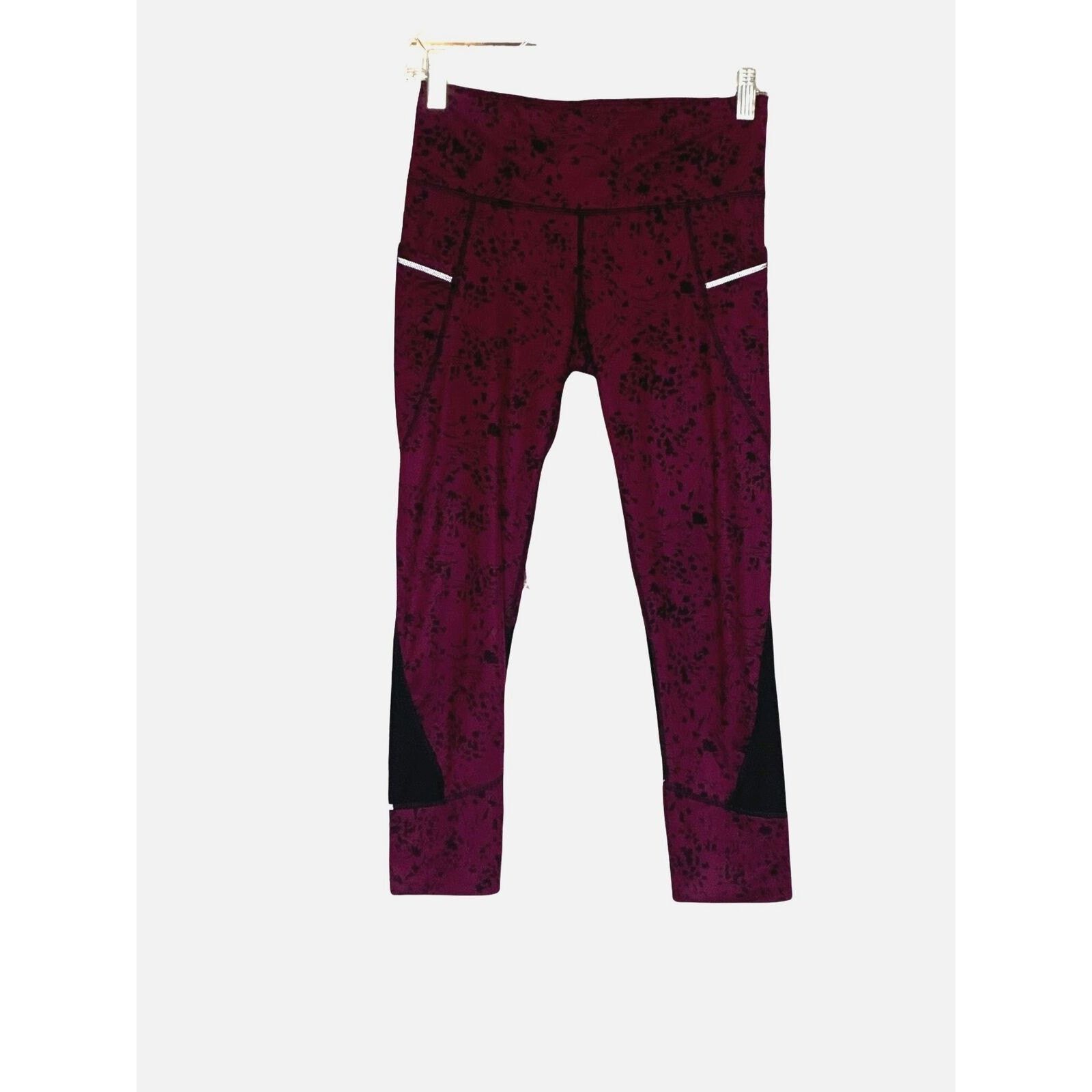 Athleta Athleta red wine and black crop pockets leggings size XS Size 26" / US 2 / IT 38 - 1 Thumbnail