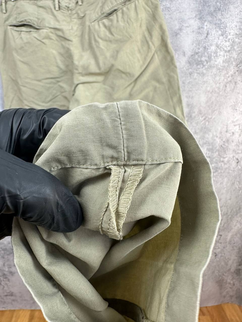 Incotex Incotex Slim Fit Cotton/Linen Trousers Olive Pants Size US 32 / EU 48 - 8 Thumbnail
