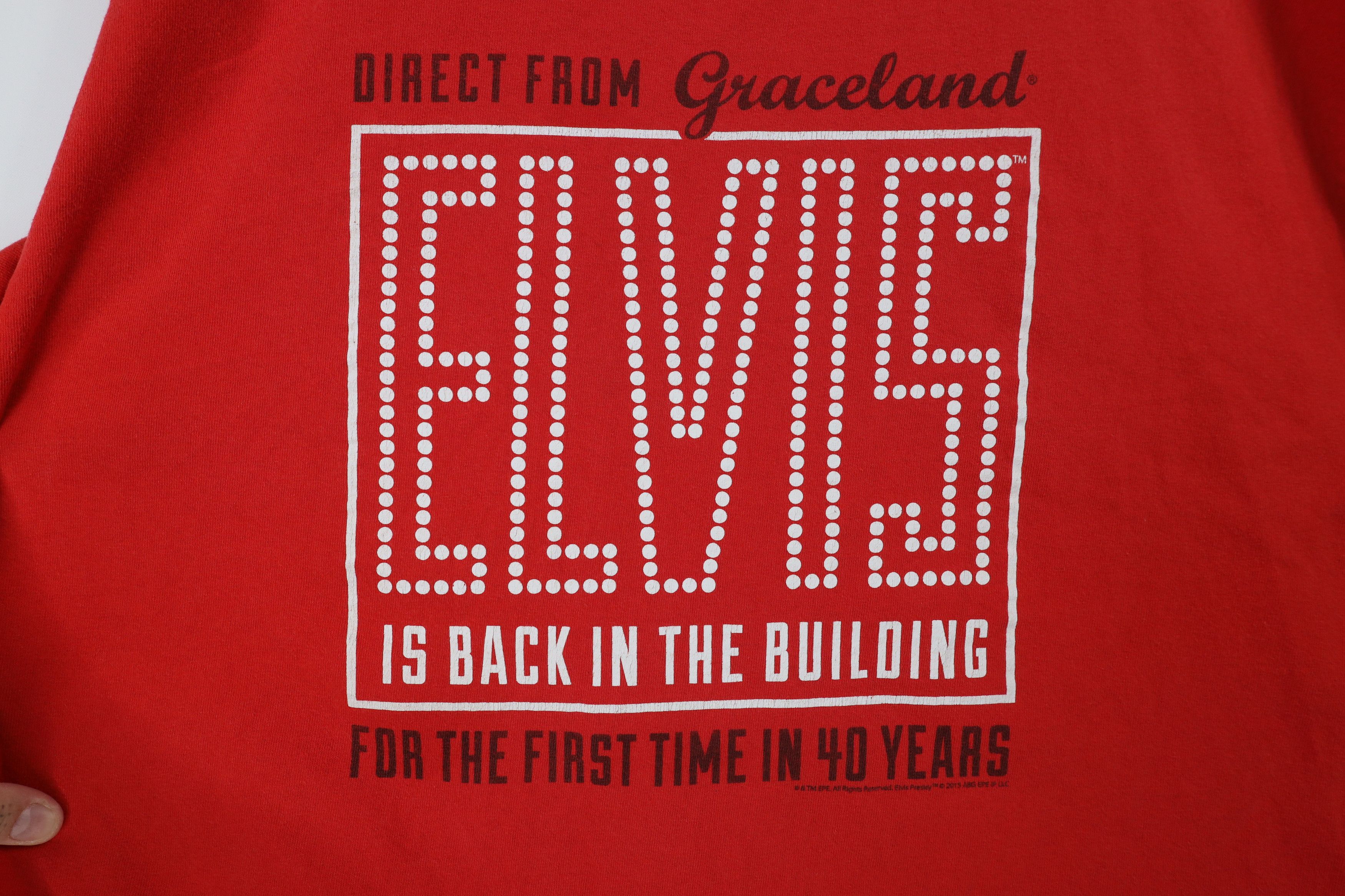 Vintage Vintage Y2K Direct From Graceland Elvis Presley T-Shirt Red Size US XL / EU 56 / 4 - 4 Thumbnail