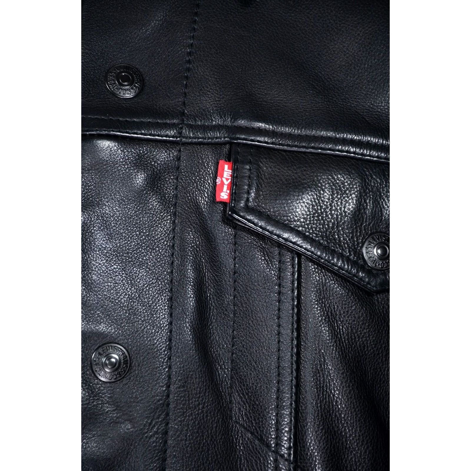 Levi's Levi’s Trucker Jacket Men XL Black Leather Big E Size US XL / EU 56 / 4 - 4 Thumbnail