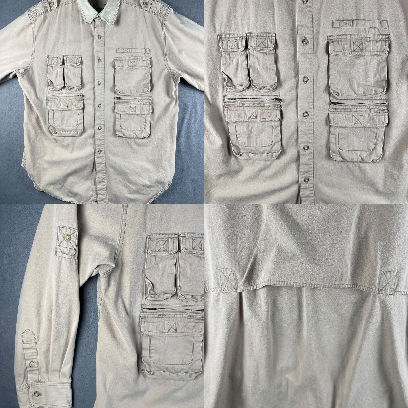 Vintage VINTAGE Authentic American Sportswear Safari Jacket Field Jacket Mens XL Beige Pockets Corduroy Collar Size US XL / EU 56 / 4 - 8 Thumbnail