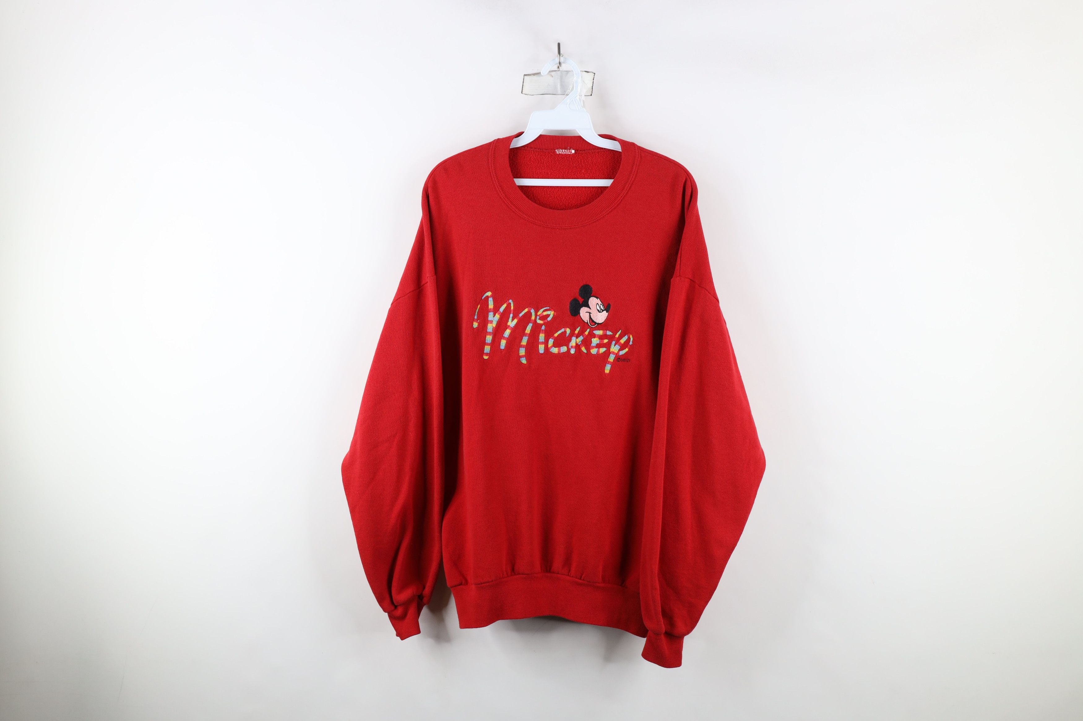 Disney × Vintage Vintage 90s Disney Rainbow Striped Mickey Mouse Sweatshirt Size US XL / EU 56 / 4 - 1 Thumbnail