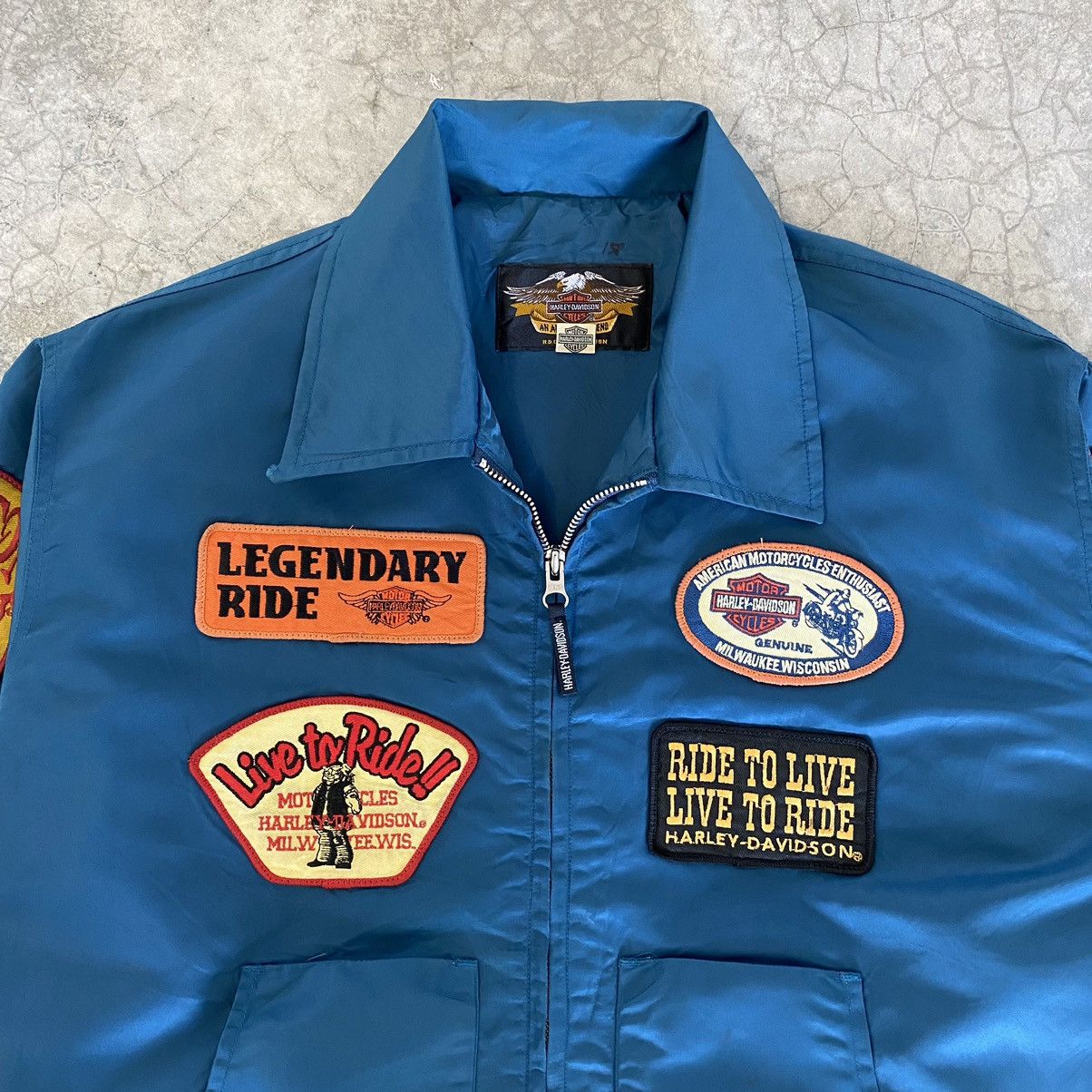 Harley Davidson Vintage Harley Davidson Patches Nylon Zipper Jacket Size US L / EU 52-54 / 3 - 5 Thumbnail